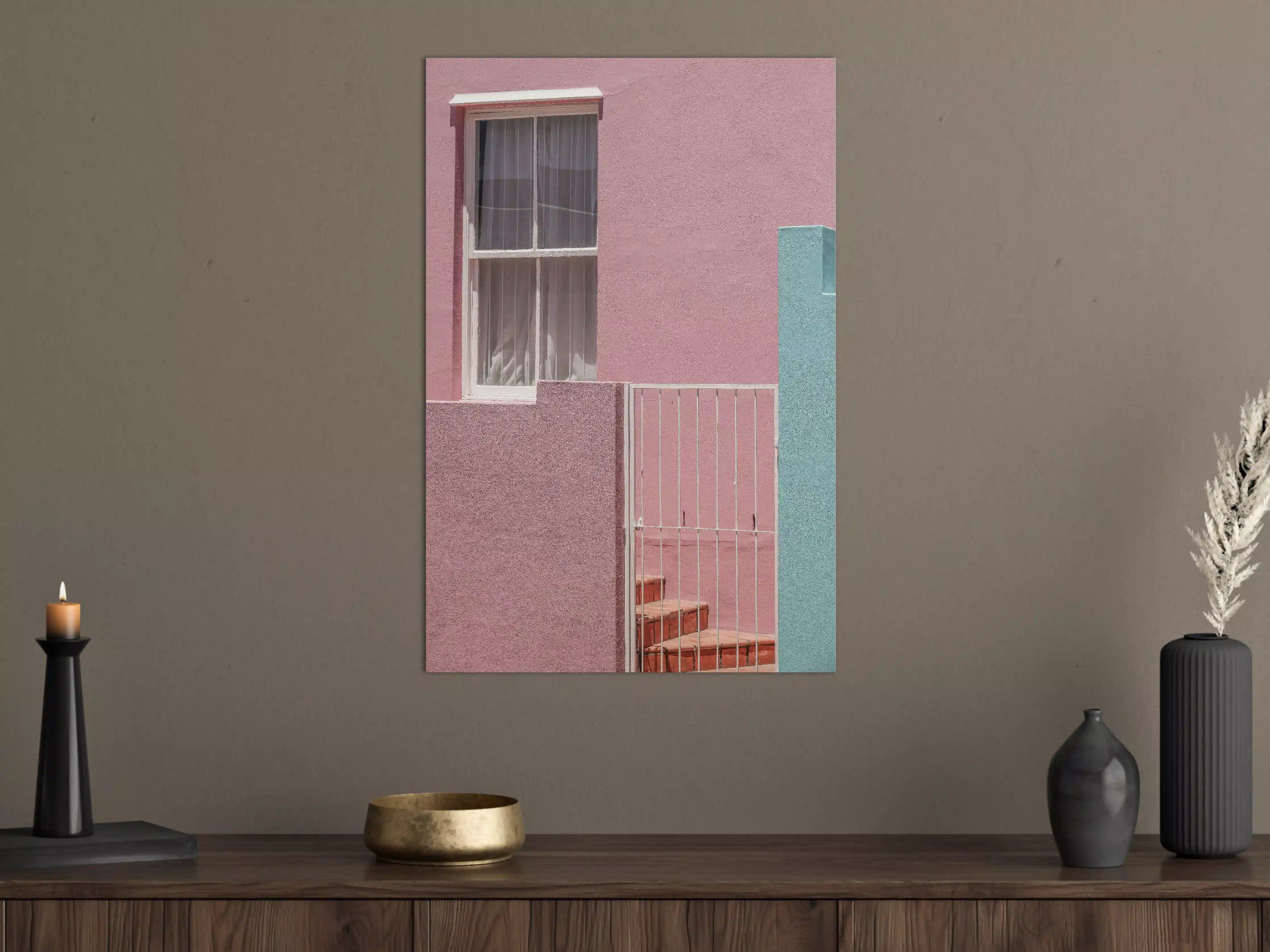 Große Wandbilder - Farbenfrohe Fassade mit Fenster