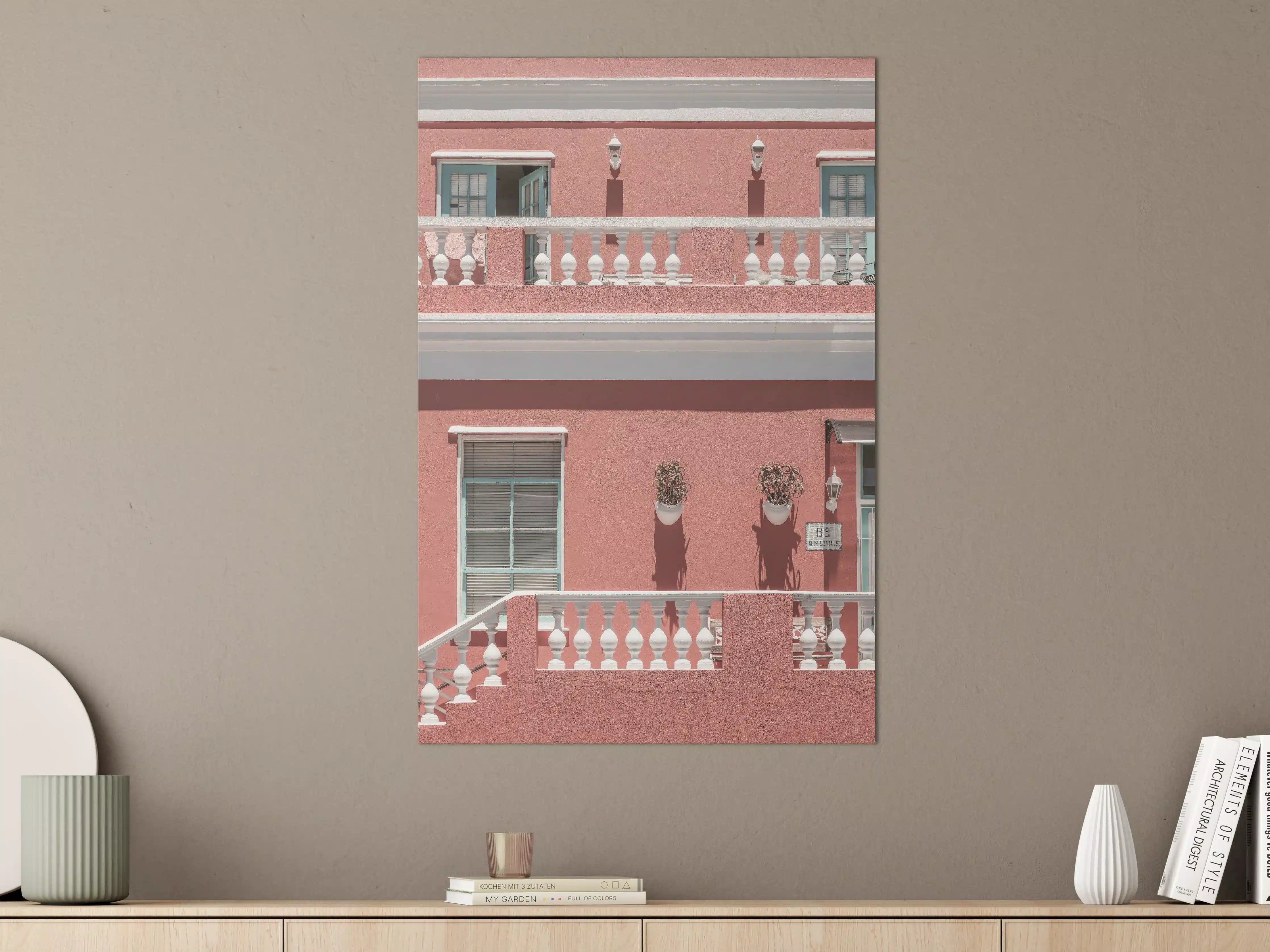 Große Wandbilder - Farbenfrohe Hausfassade Pink