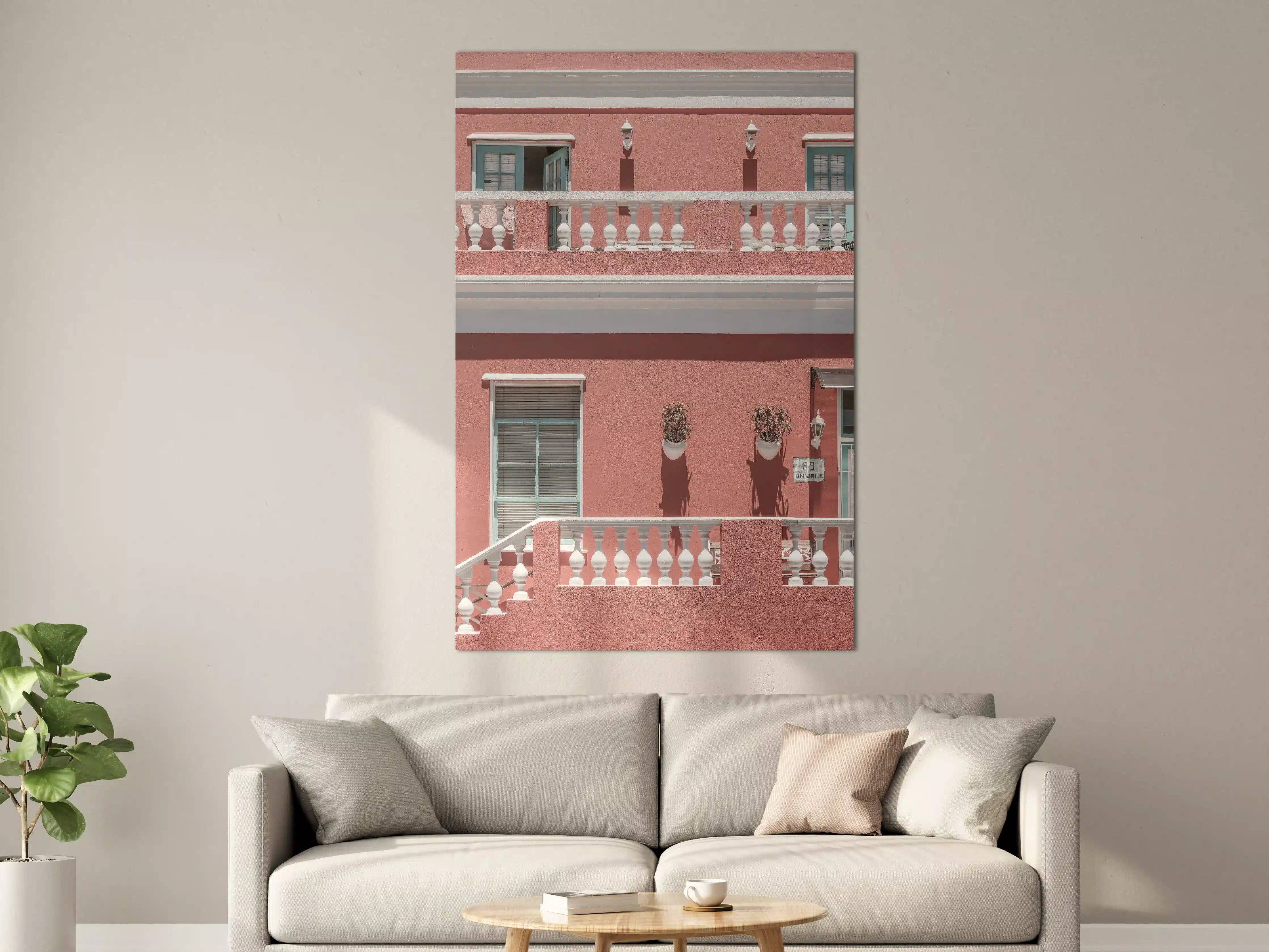 Große Wandbilder - Farbenfrohe Hausfassade Pink