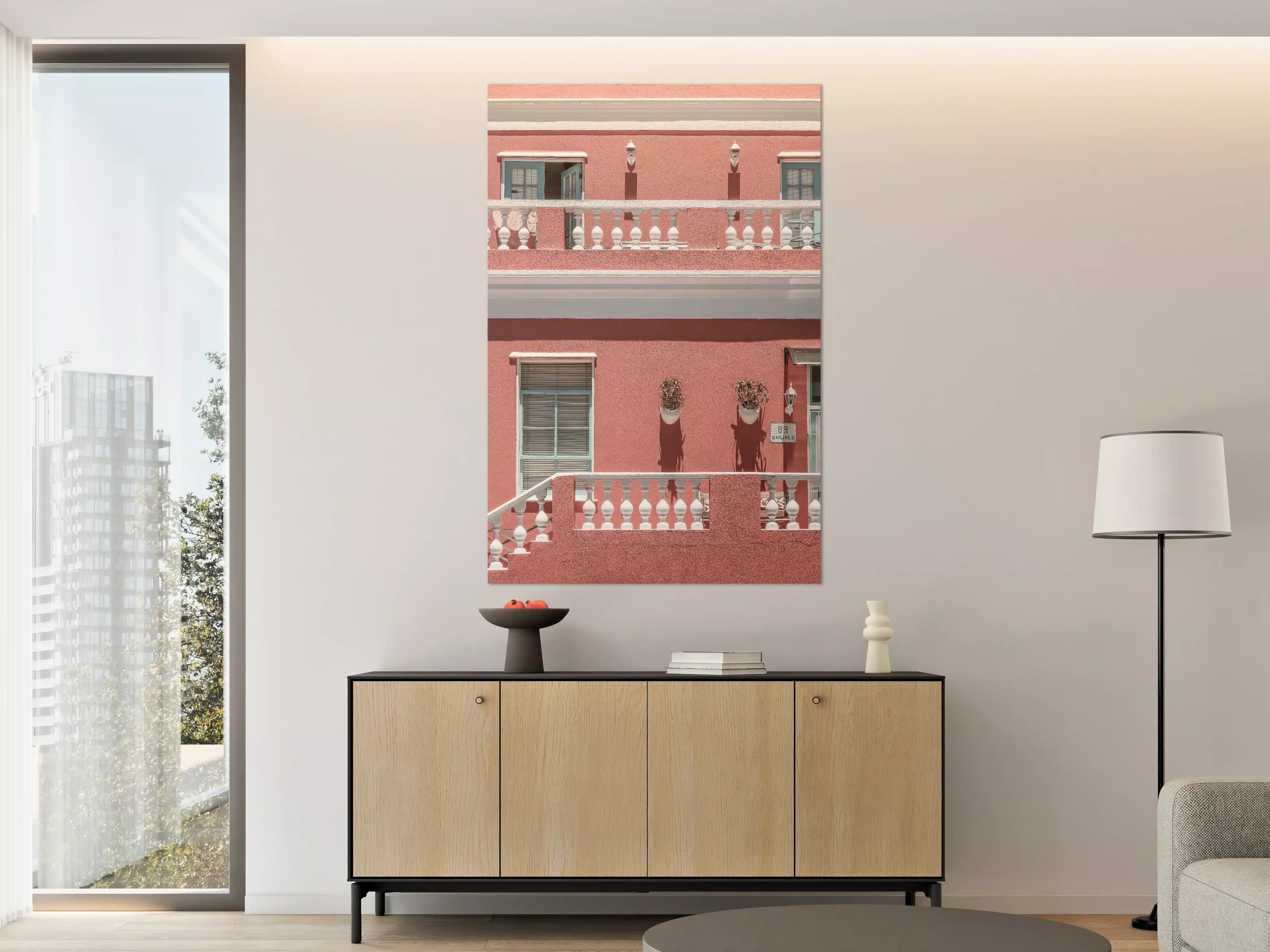 Große Wandbilder - Farbenfrohe Hausfassade Pink