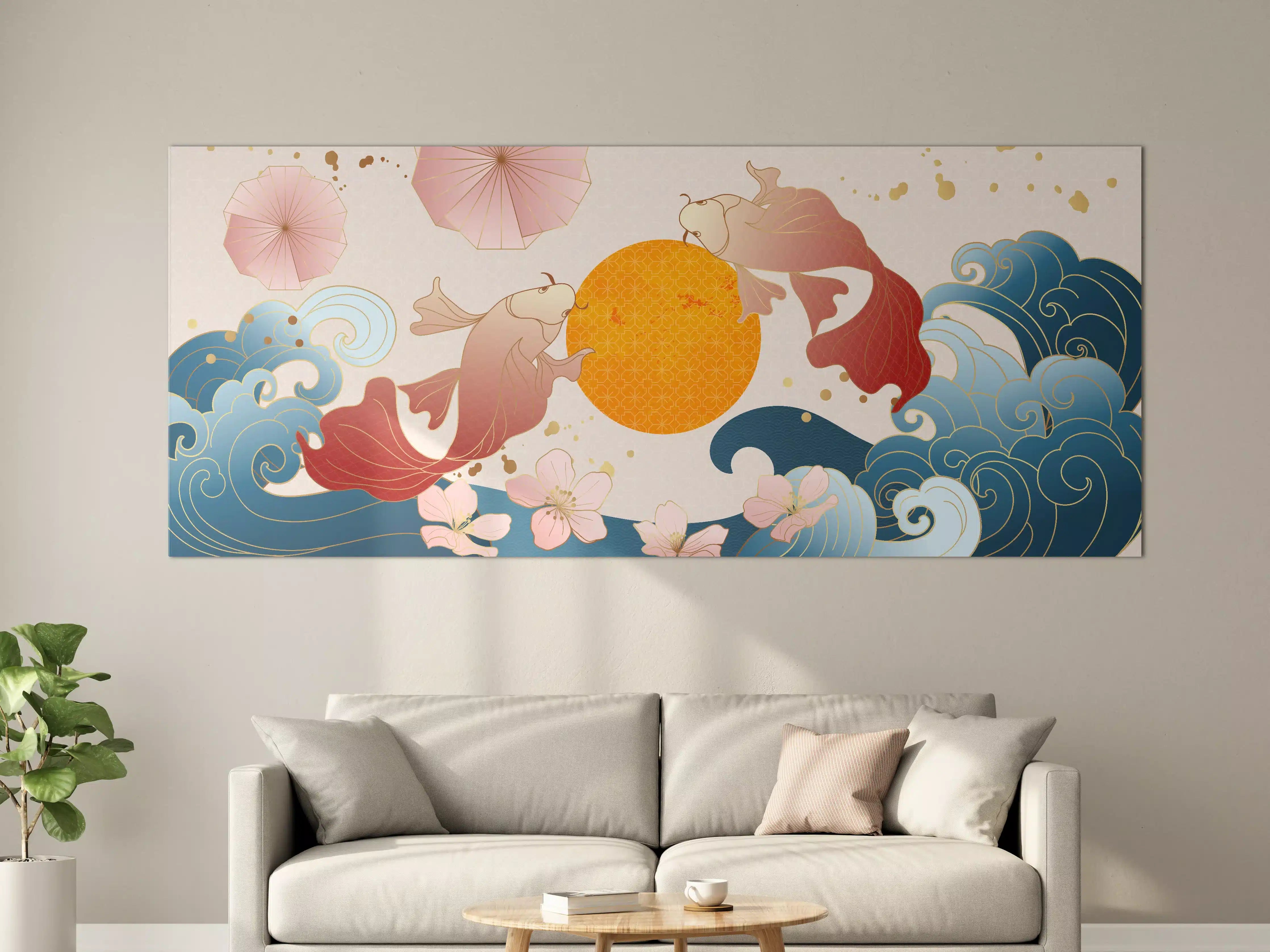 Große Wandbilder - Farbenfrohe Koi-Illustration