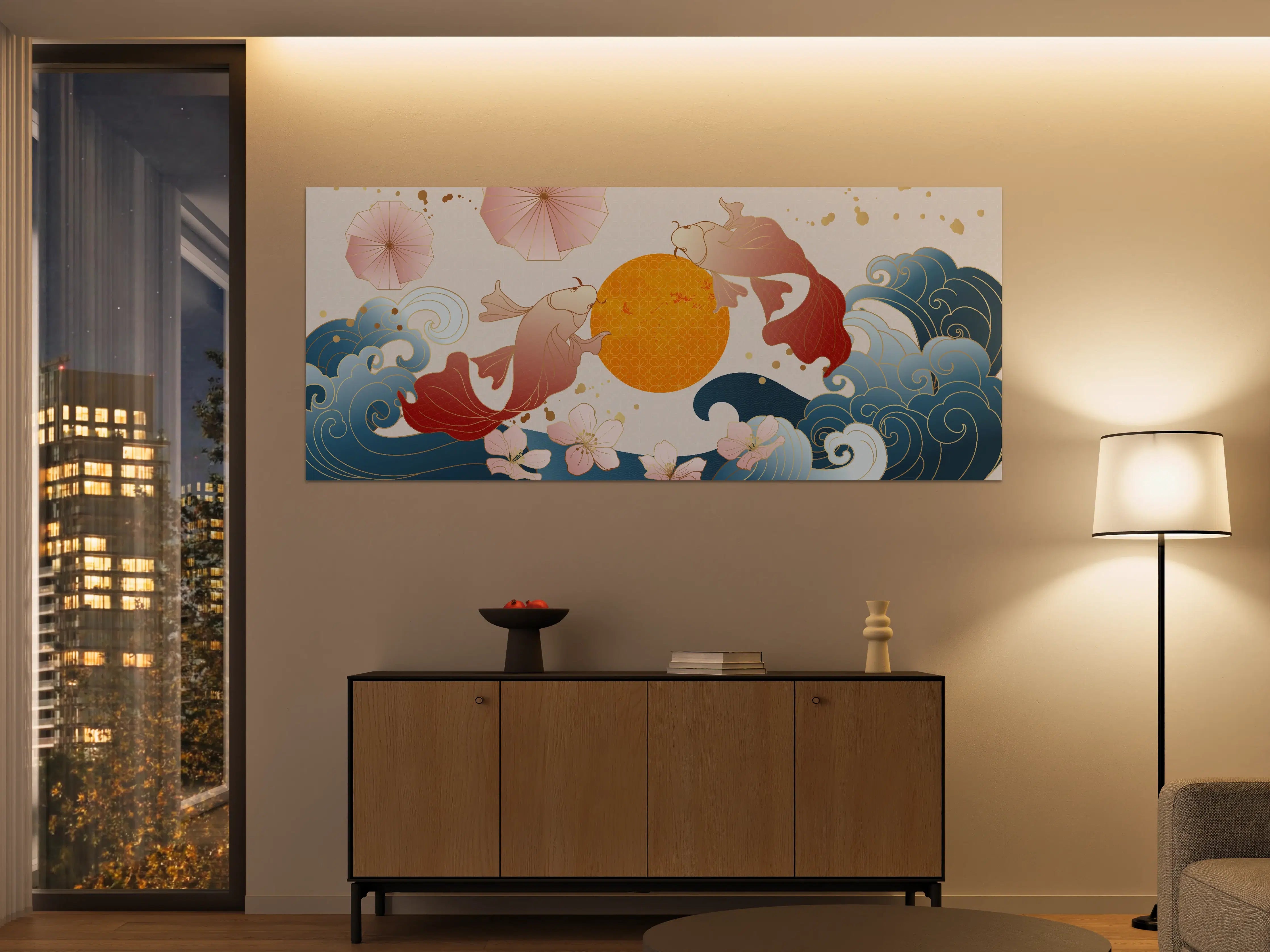 Große Wandbilder - Farbenfrohe Koi-Illustration