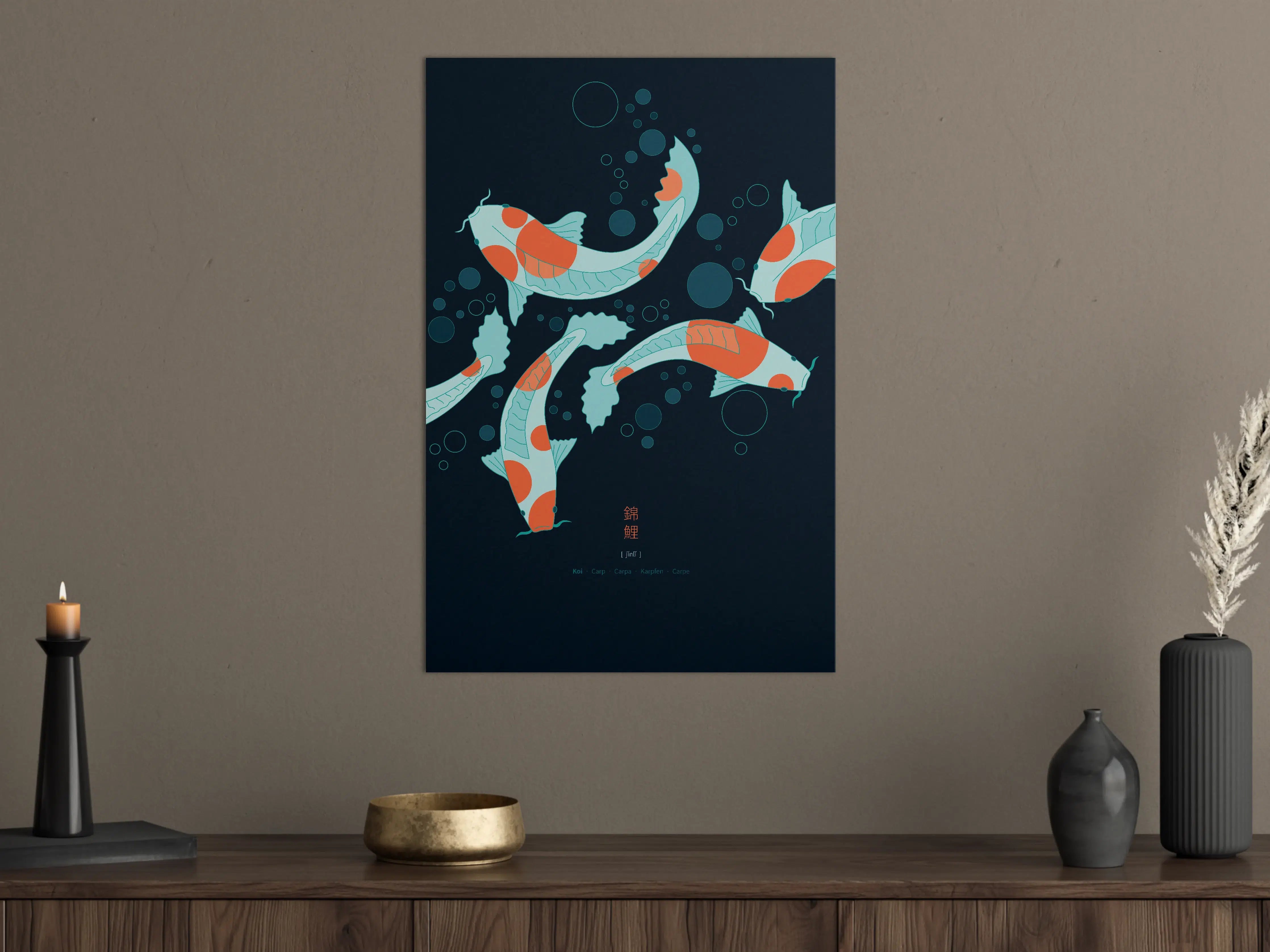 Große Wandbilder - Farbenfrohe Koi-Karpfen im Wasser