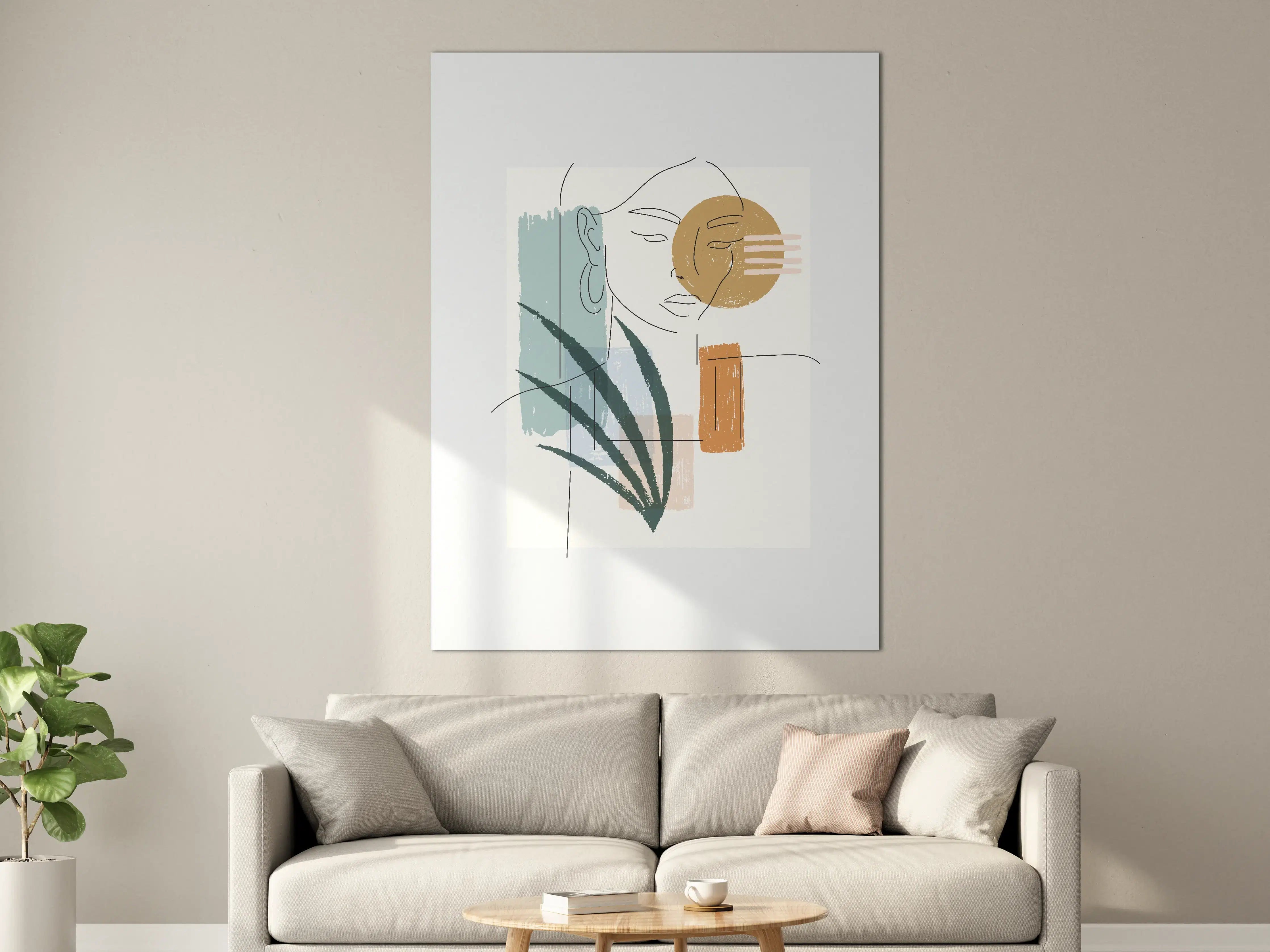 Große Wandbilder - Farbenfrohe Linienkunst Figur