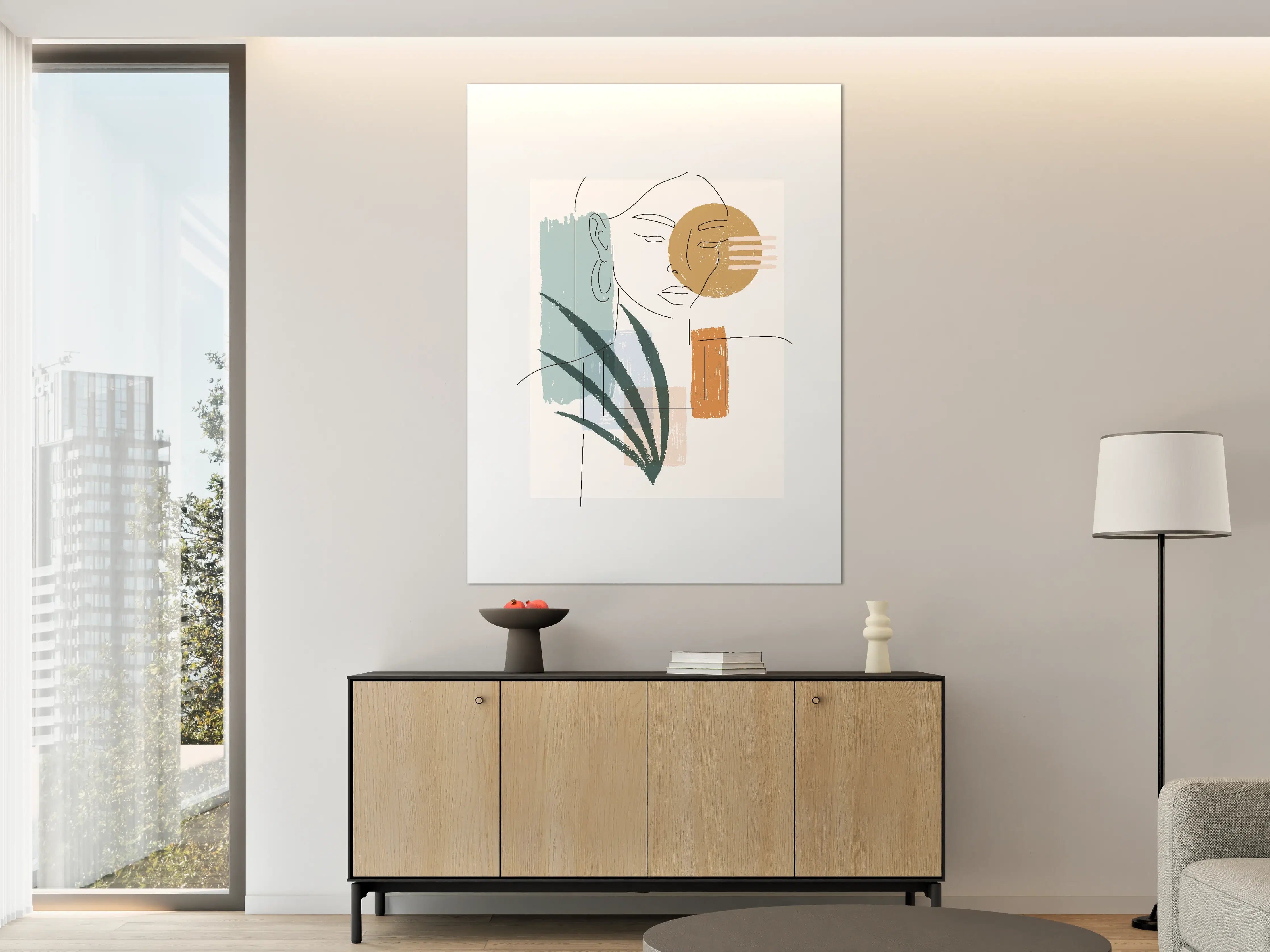 Große Wandbilder - Farbenfrohe Linienkunst Figur