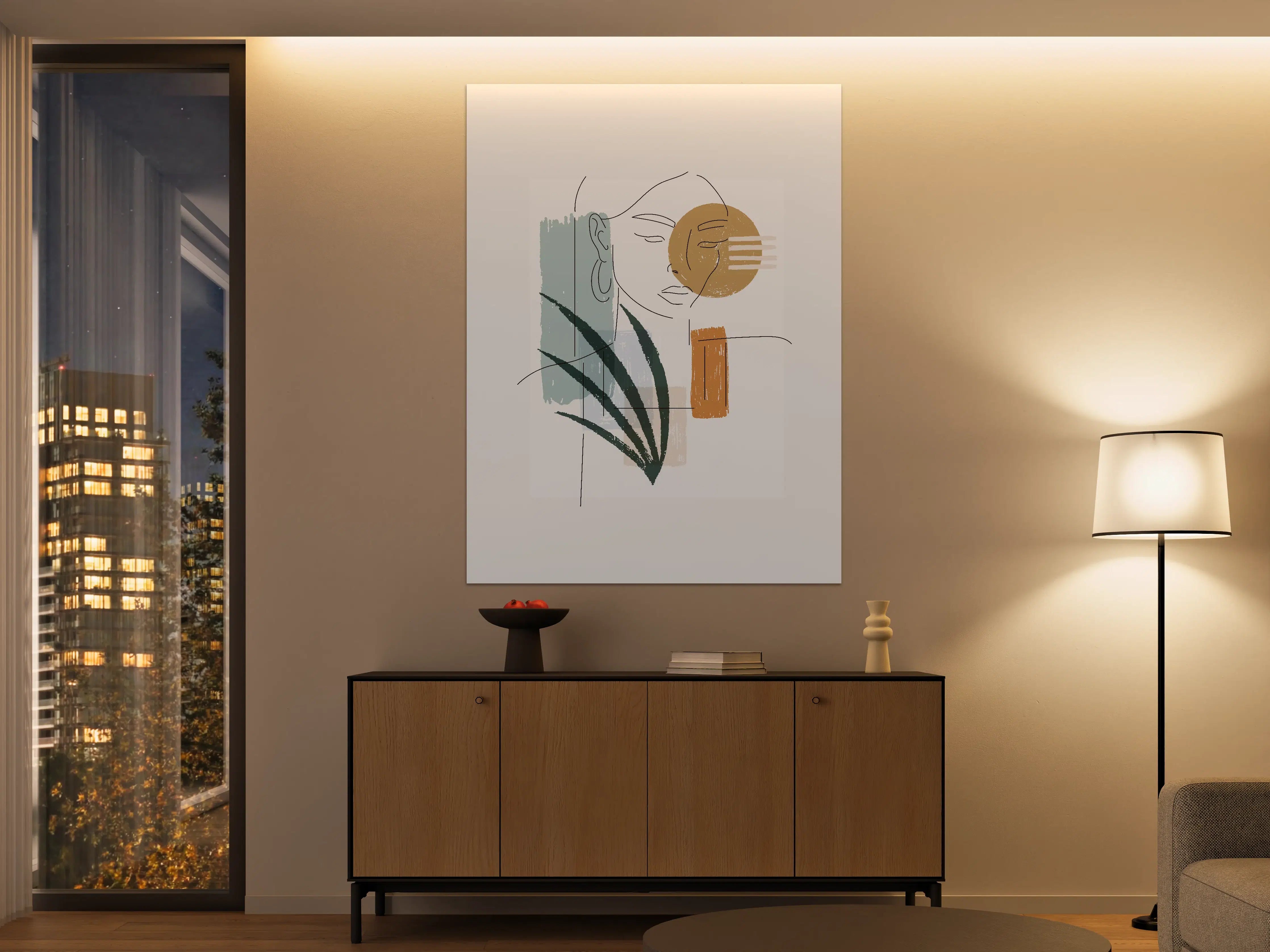 Große Wandbilder - Farbenfrohe Linienkunst Figur