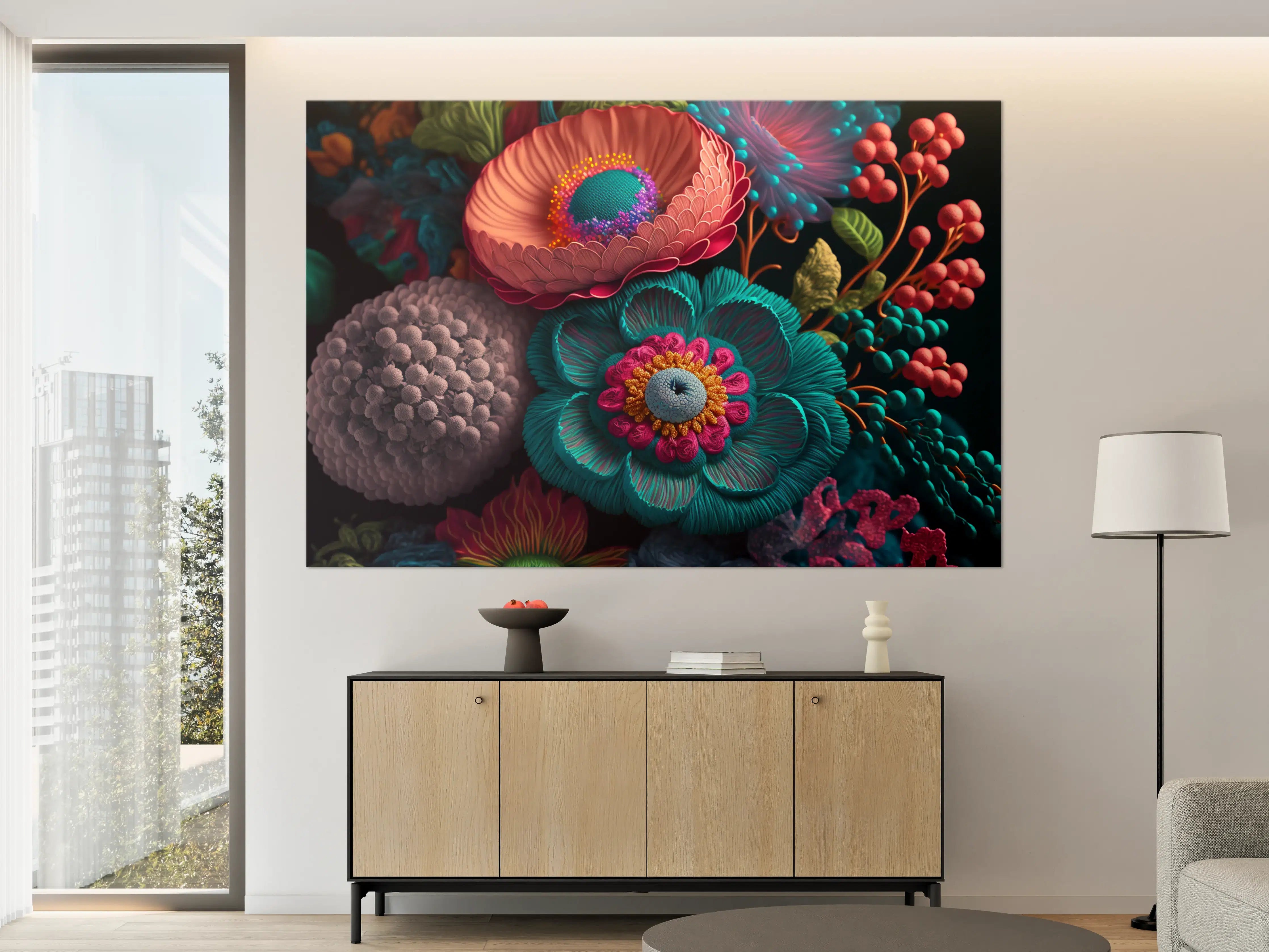 Große Wandbilder - Farbenfrohe, detailreiche Blumen