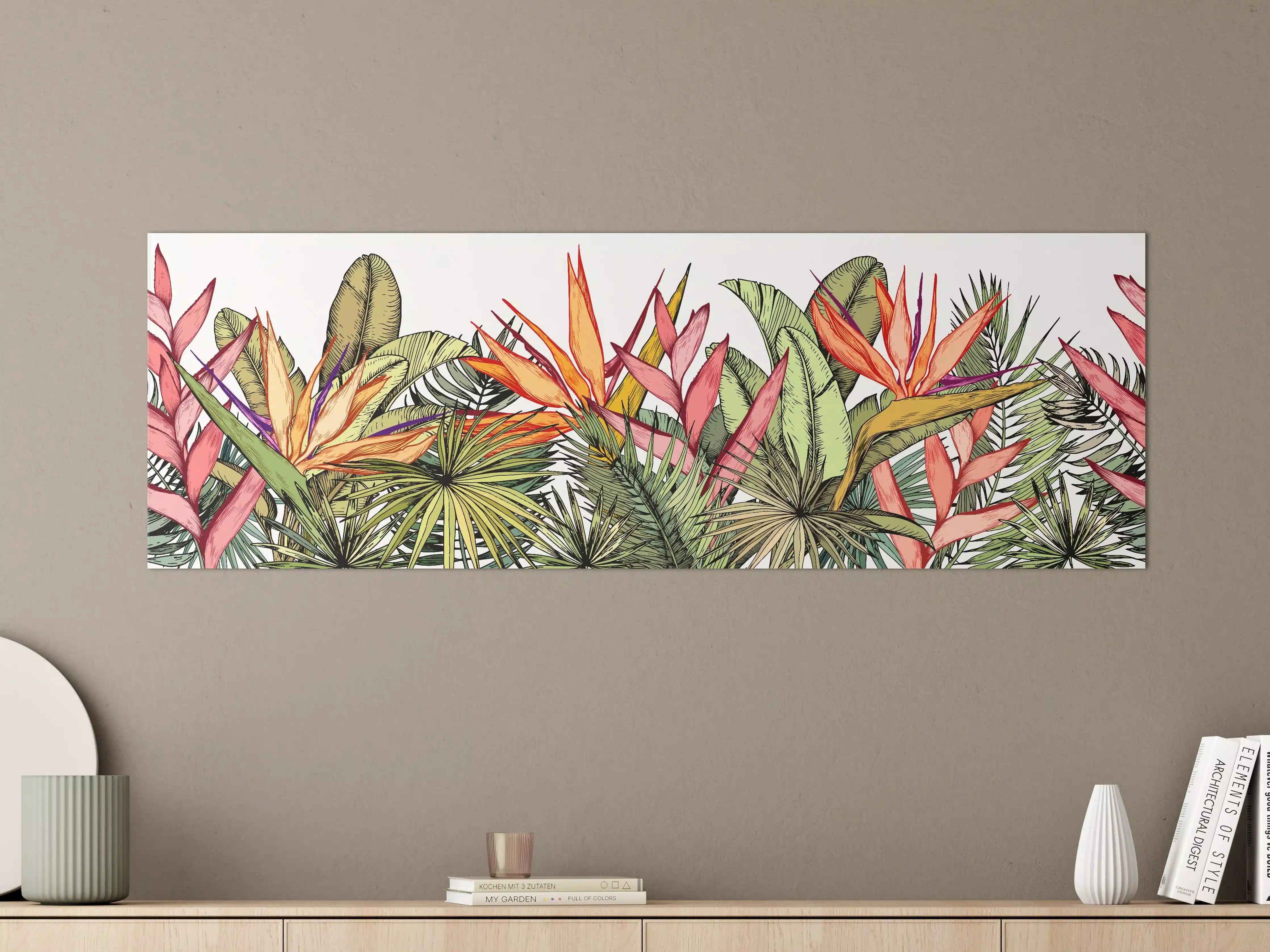 Große Wandbilder - Farbenfroher Pflanzen-Print