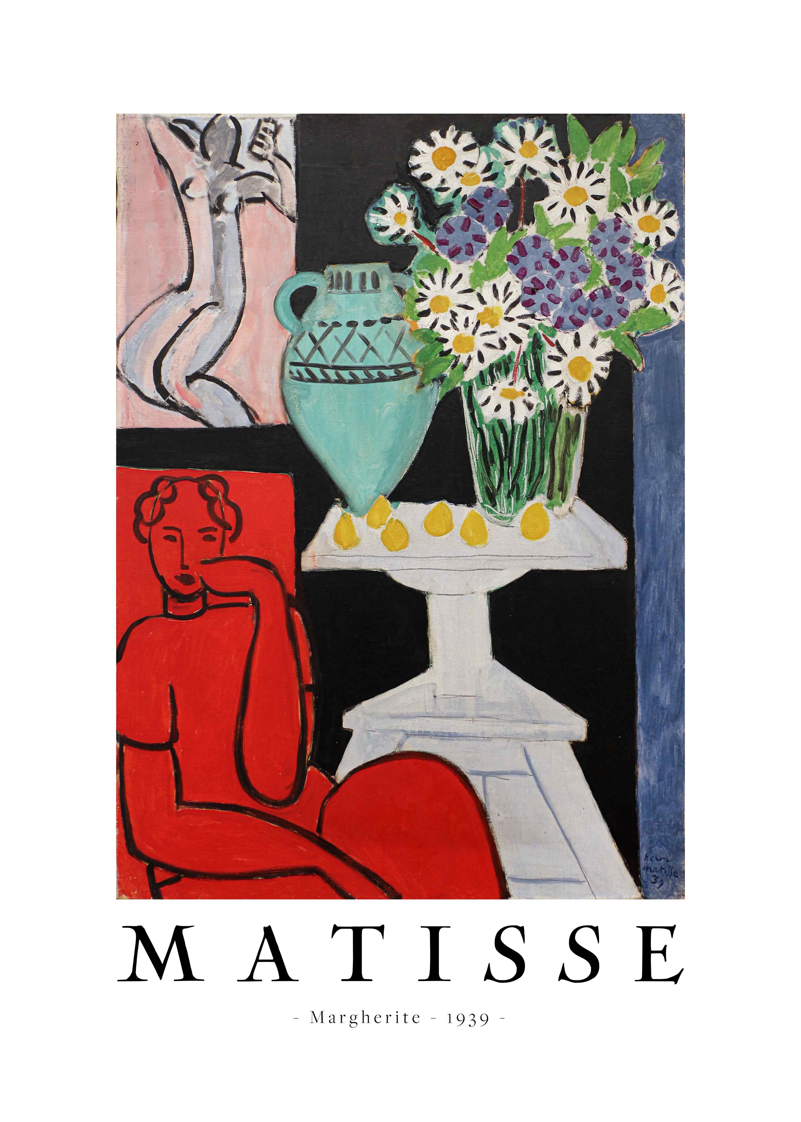 Große Wandbilder-Farbenfrohes Gemälde mit Blumenvase und abstrakter Figur