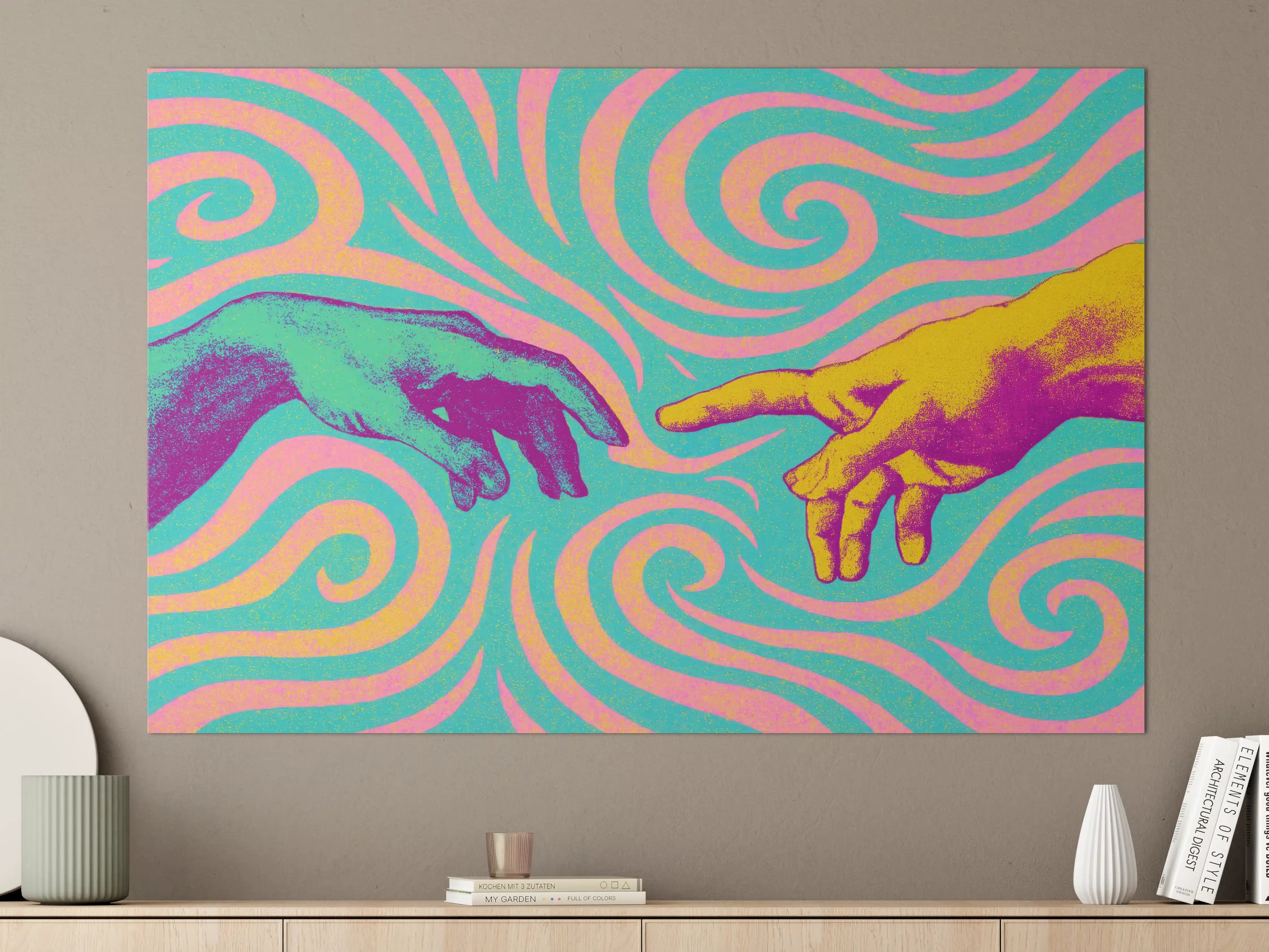 Große Wandbilder - Farbenfrohes Kunstwerk mit spiralförmigen Mustern