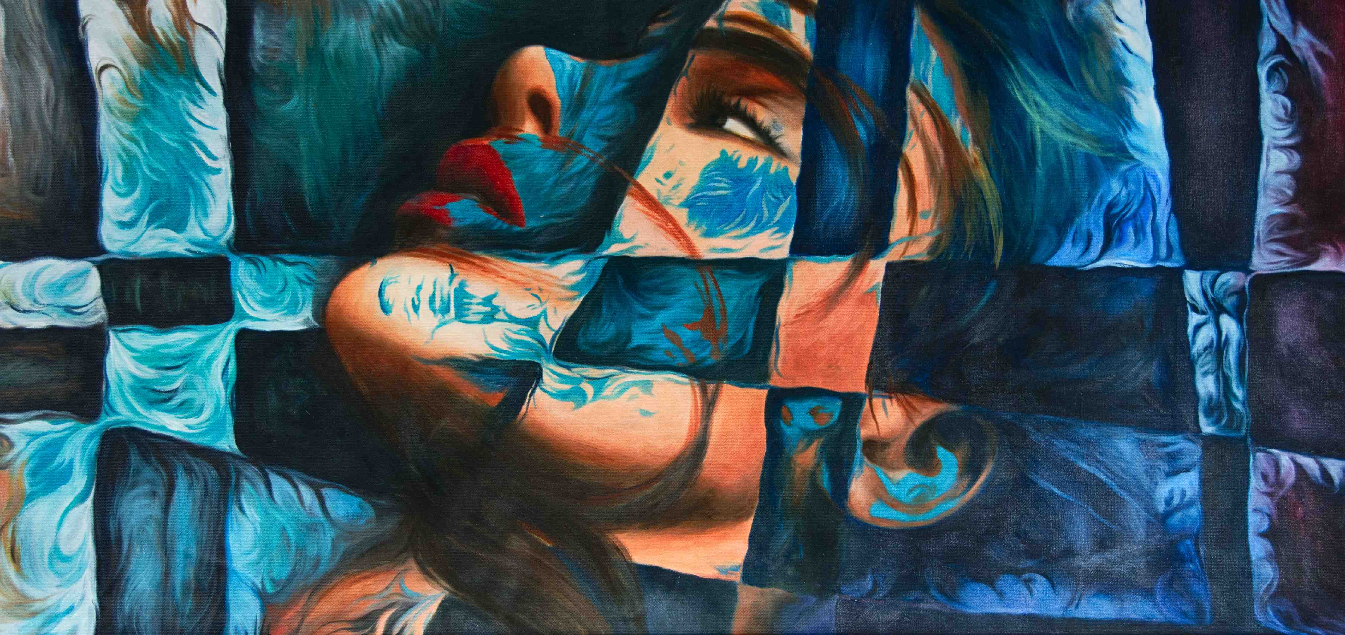 Große Wandbilder-Farbenfrohes Portrait in moderner Kunst-Optik