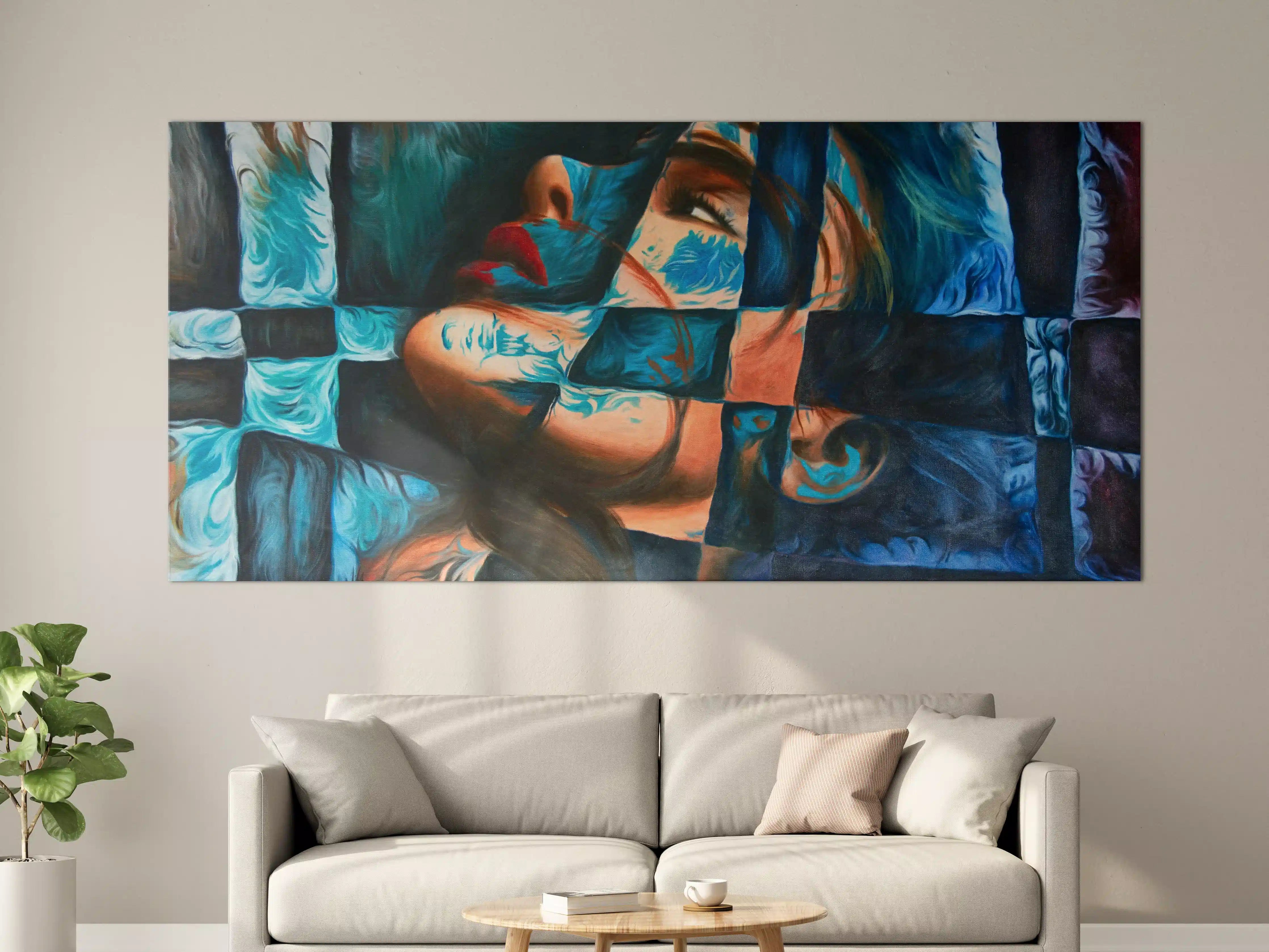 Große Wandbilder - Farbenfrohes Portrait in moderner Kunst-Optik