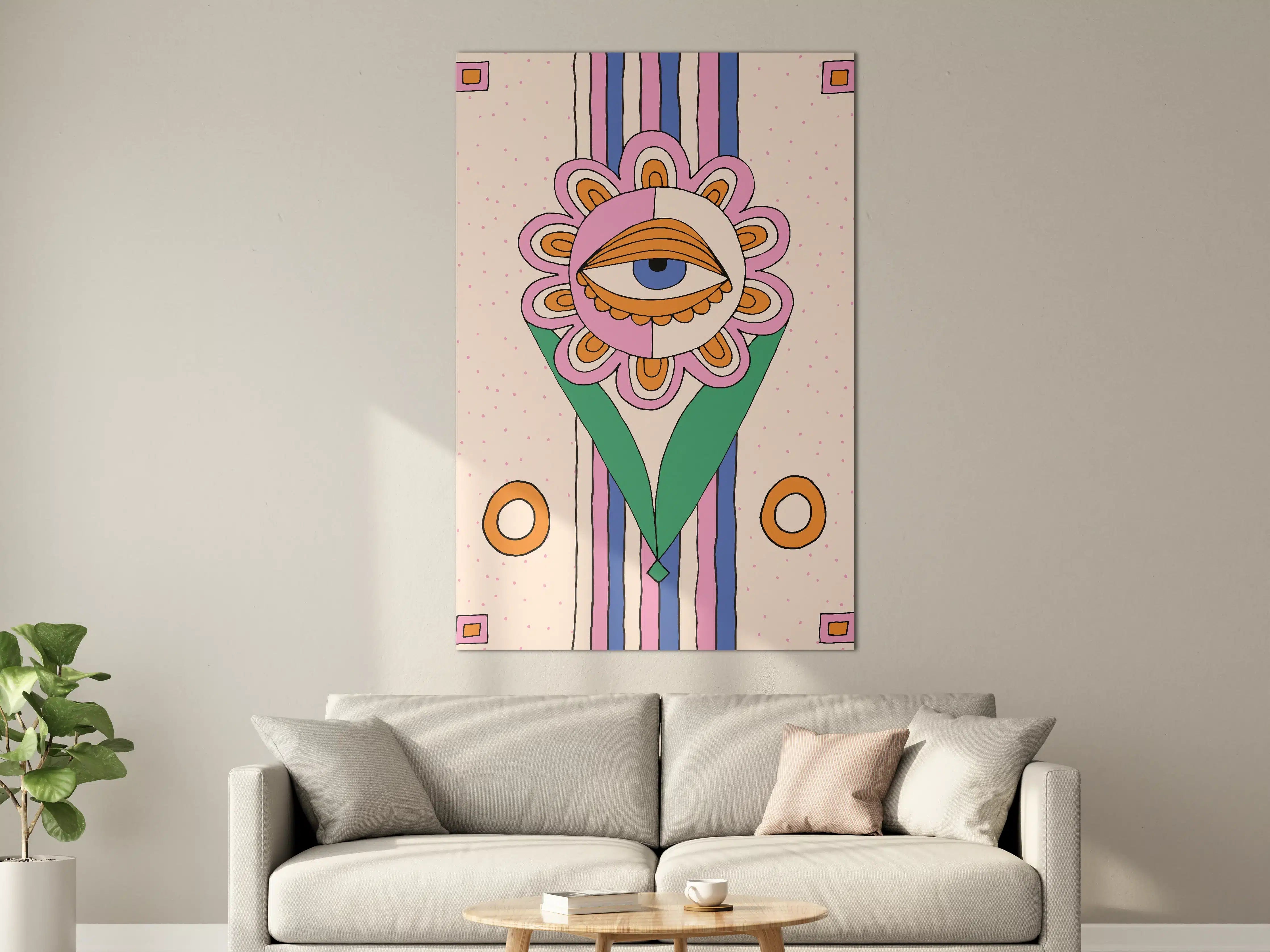 Große Wandbilder - Farbenfrohes surrealistisches Auge-Motiv