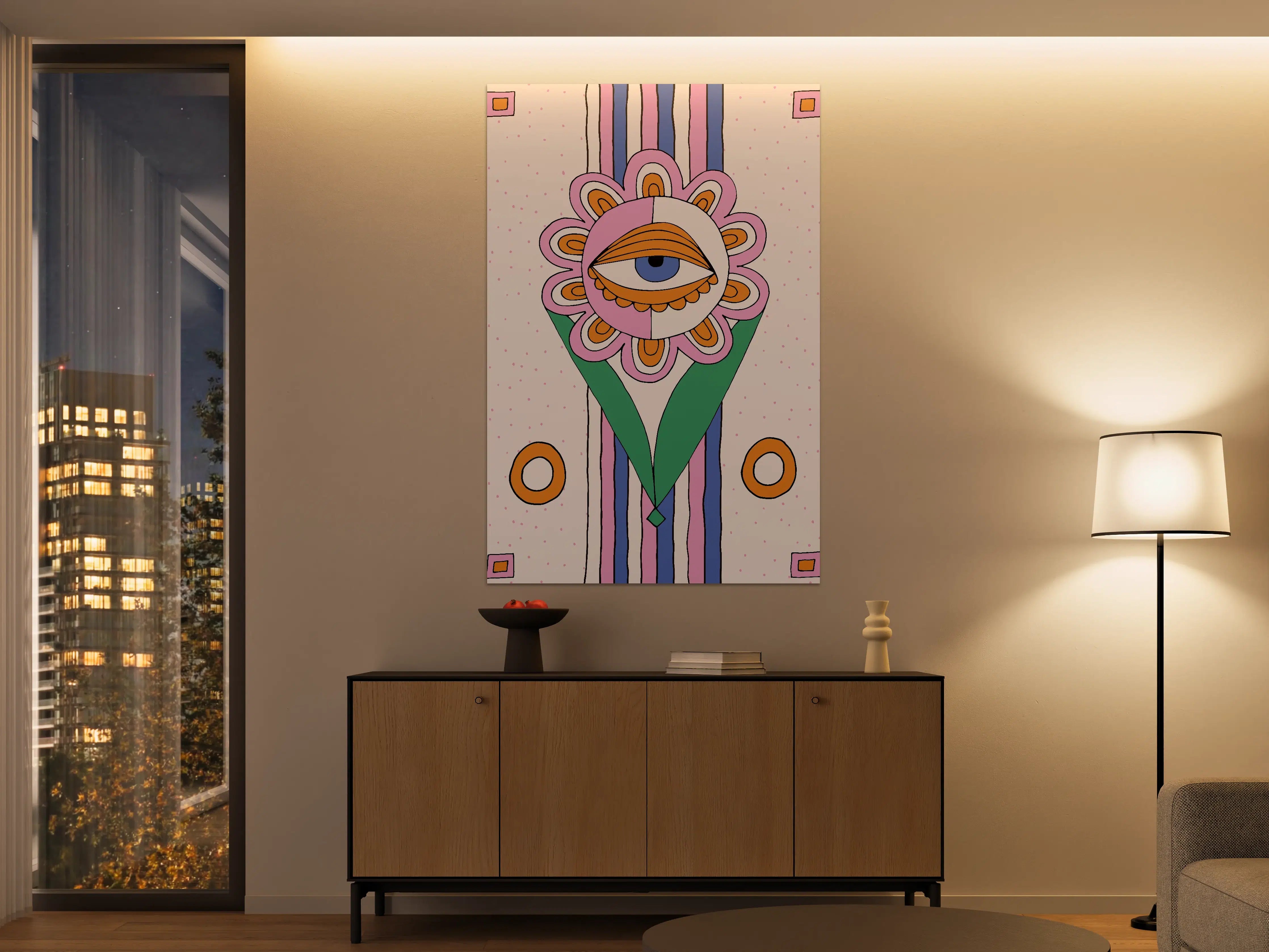 Große Wandbilder - Farbenfrohes surrealistisches Auge-Motiv