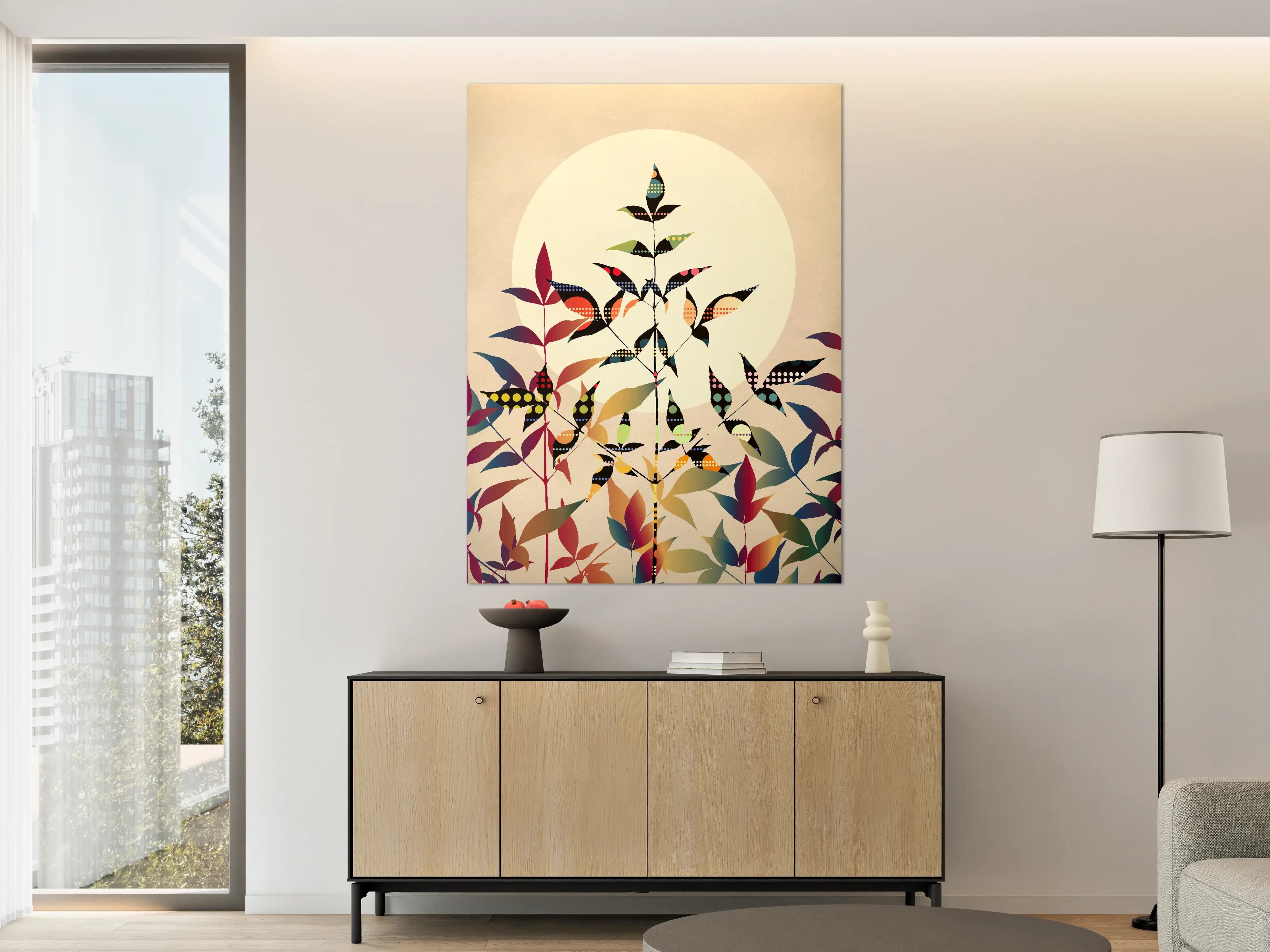 Große Wandbilder - Farbige Pflanzen in abstraktem Design