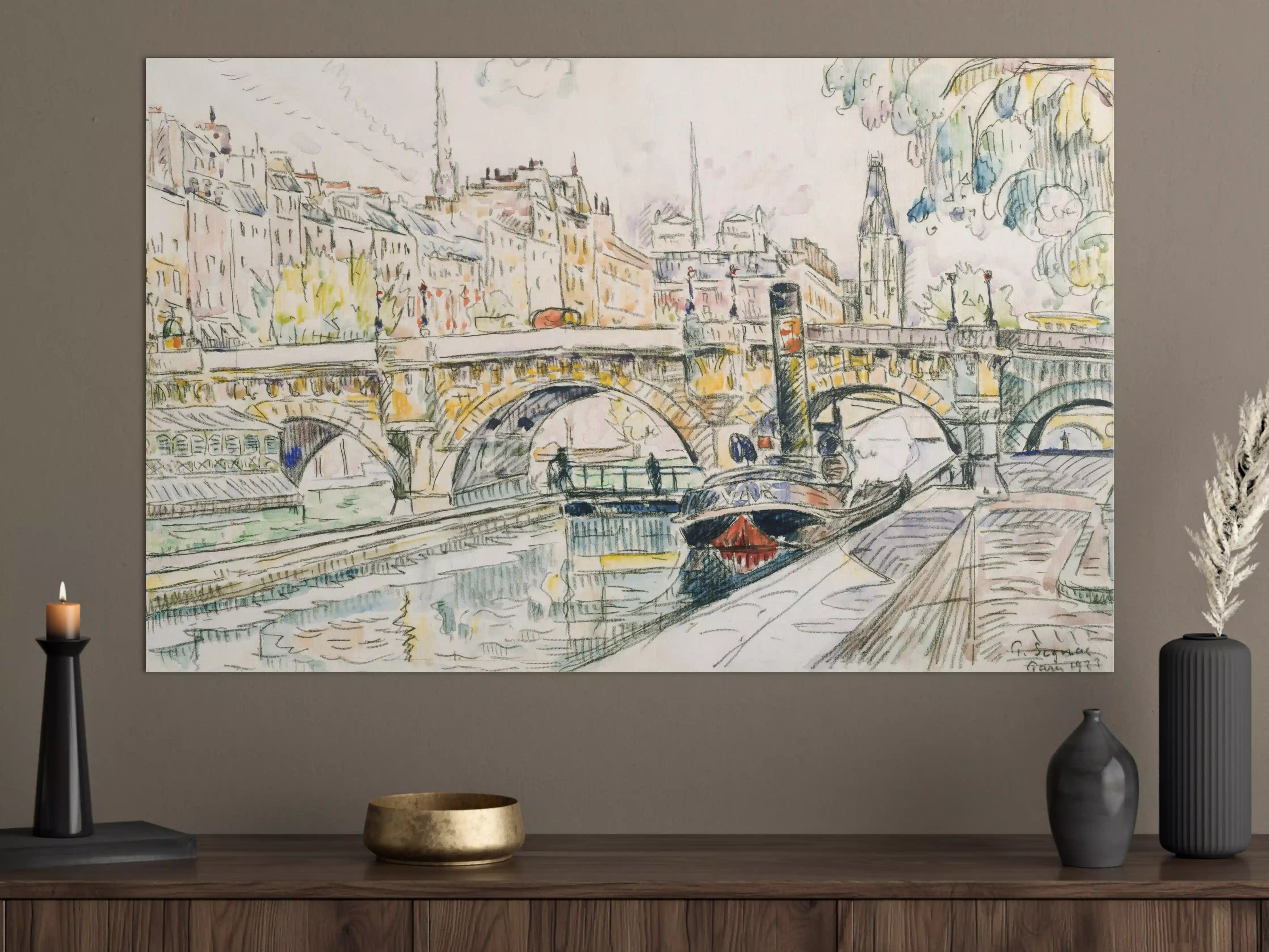 Große Wandbilder - Farbige Wasserstadt, Paris bei Regen