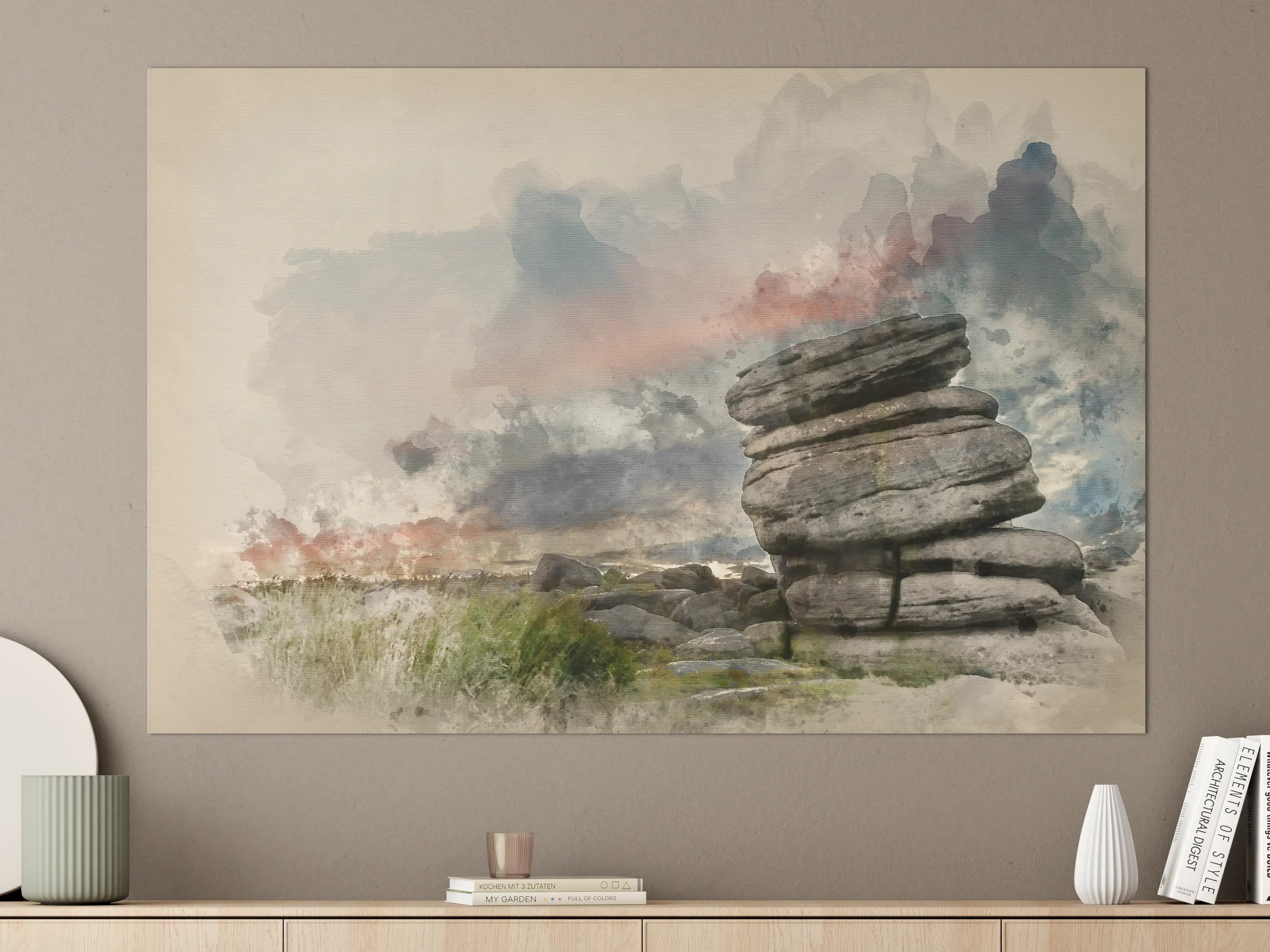 Große Wandbilder - Felsenformation am Landschaftshorizont