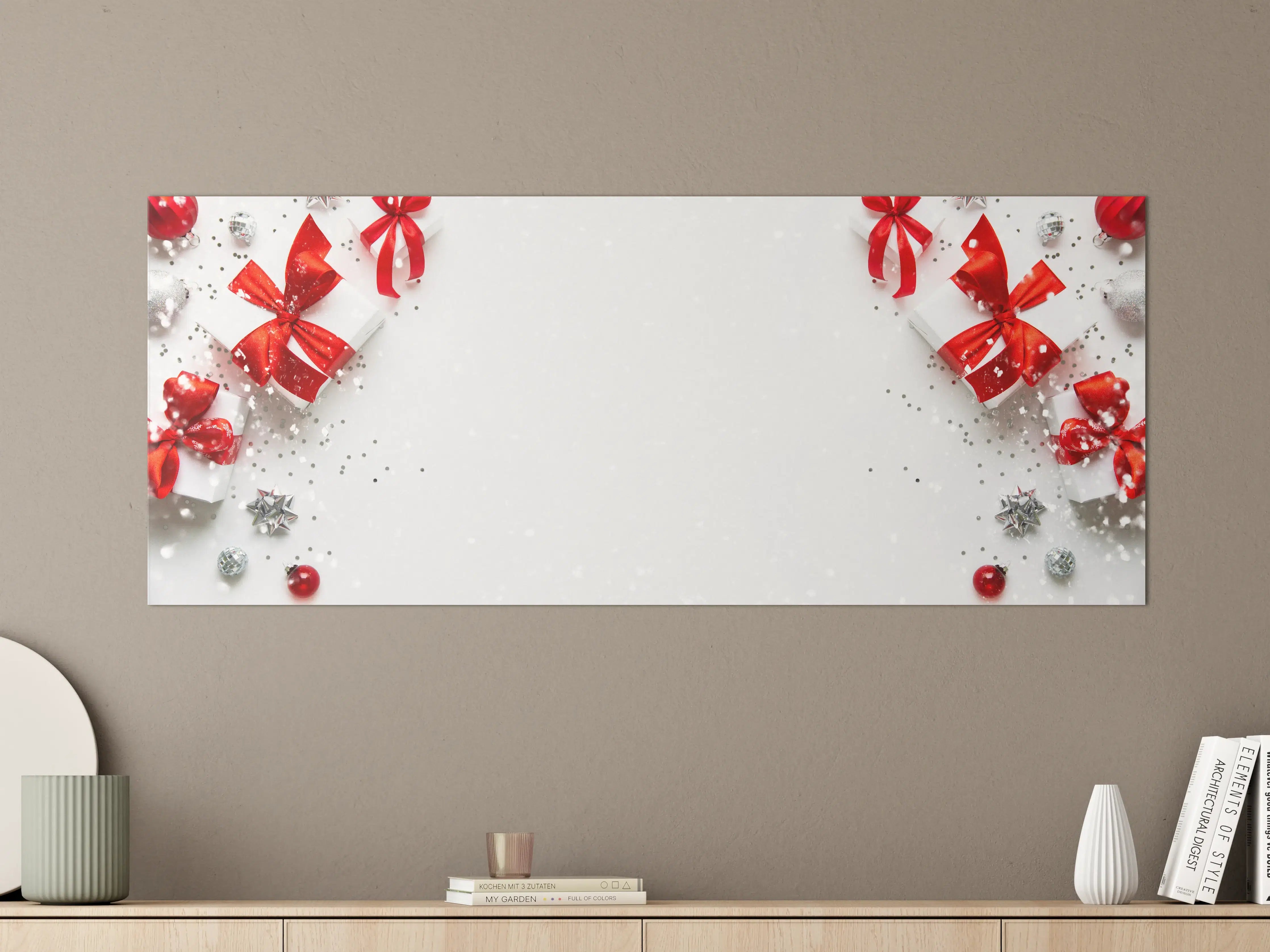 Große Wandbilder - Festliche Weiß-Rote Geschenkdeko