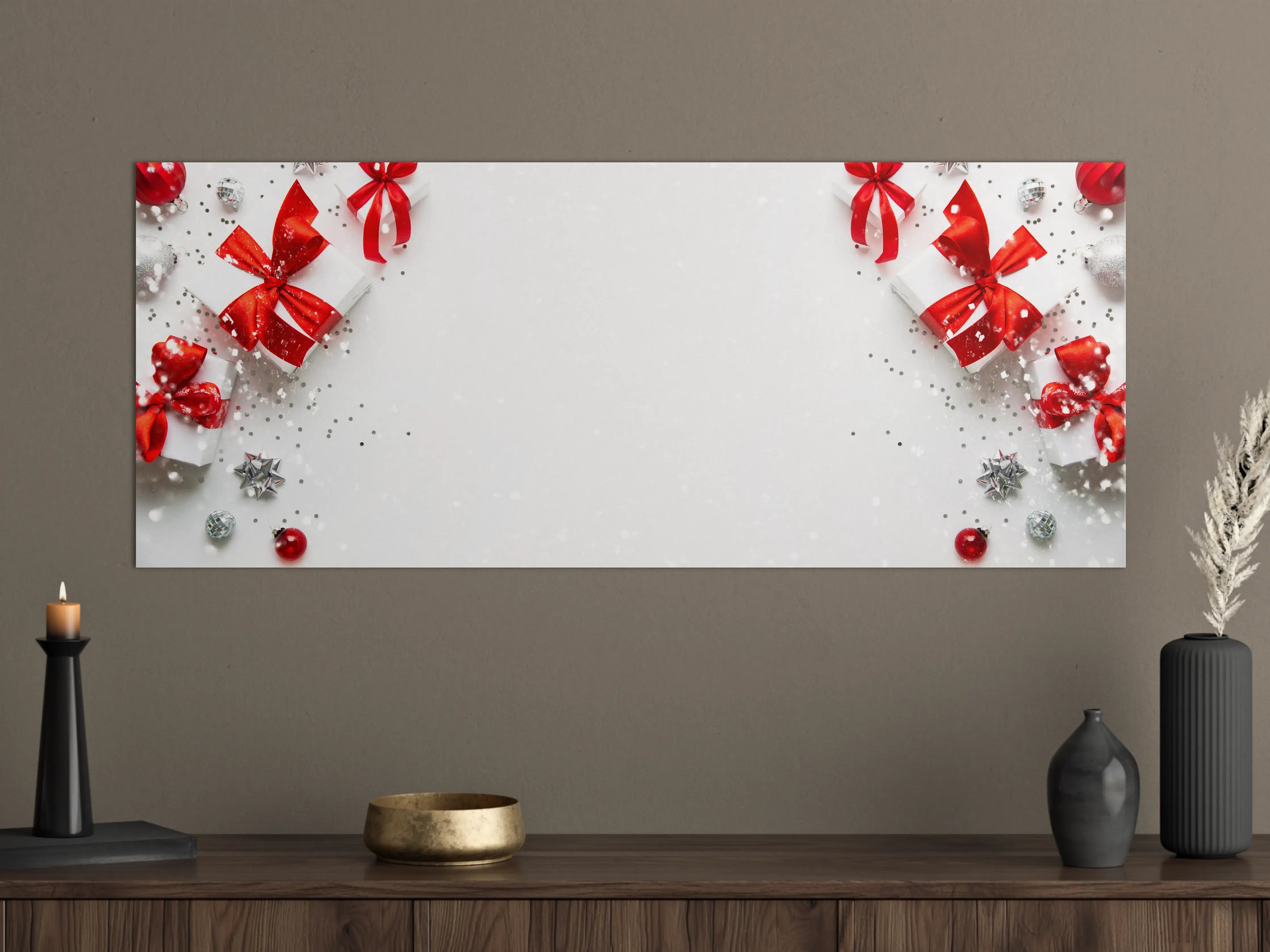 Große Wandbilder - Festliche Weiß-Rote Geschenkdeko