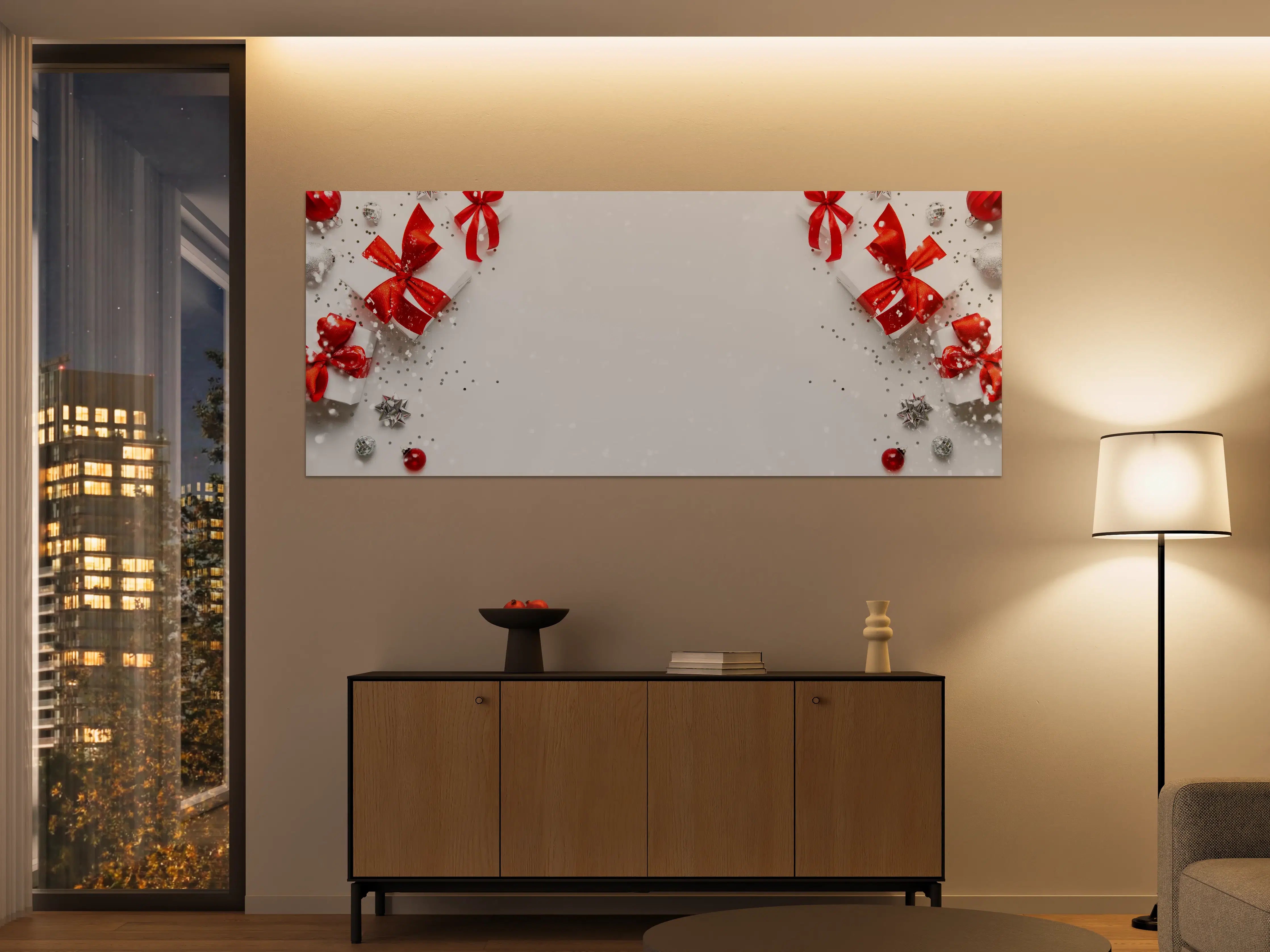 Große Wandbilder - Festliche Weiß-Rote Geschenkdeko