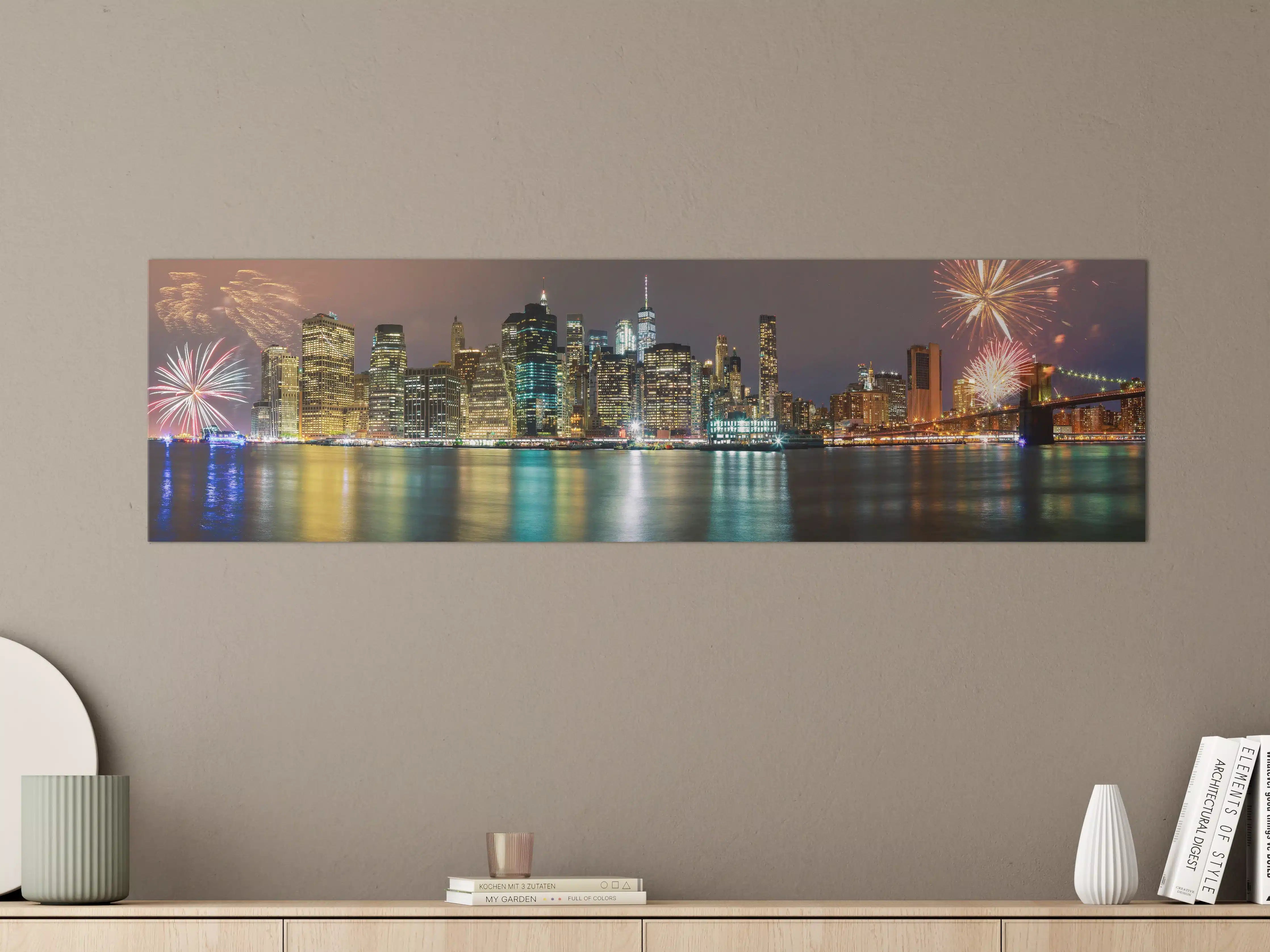 Große Wandbilder - Feuerwerk Manhattan Skyline Nacht