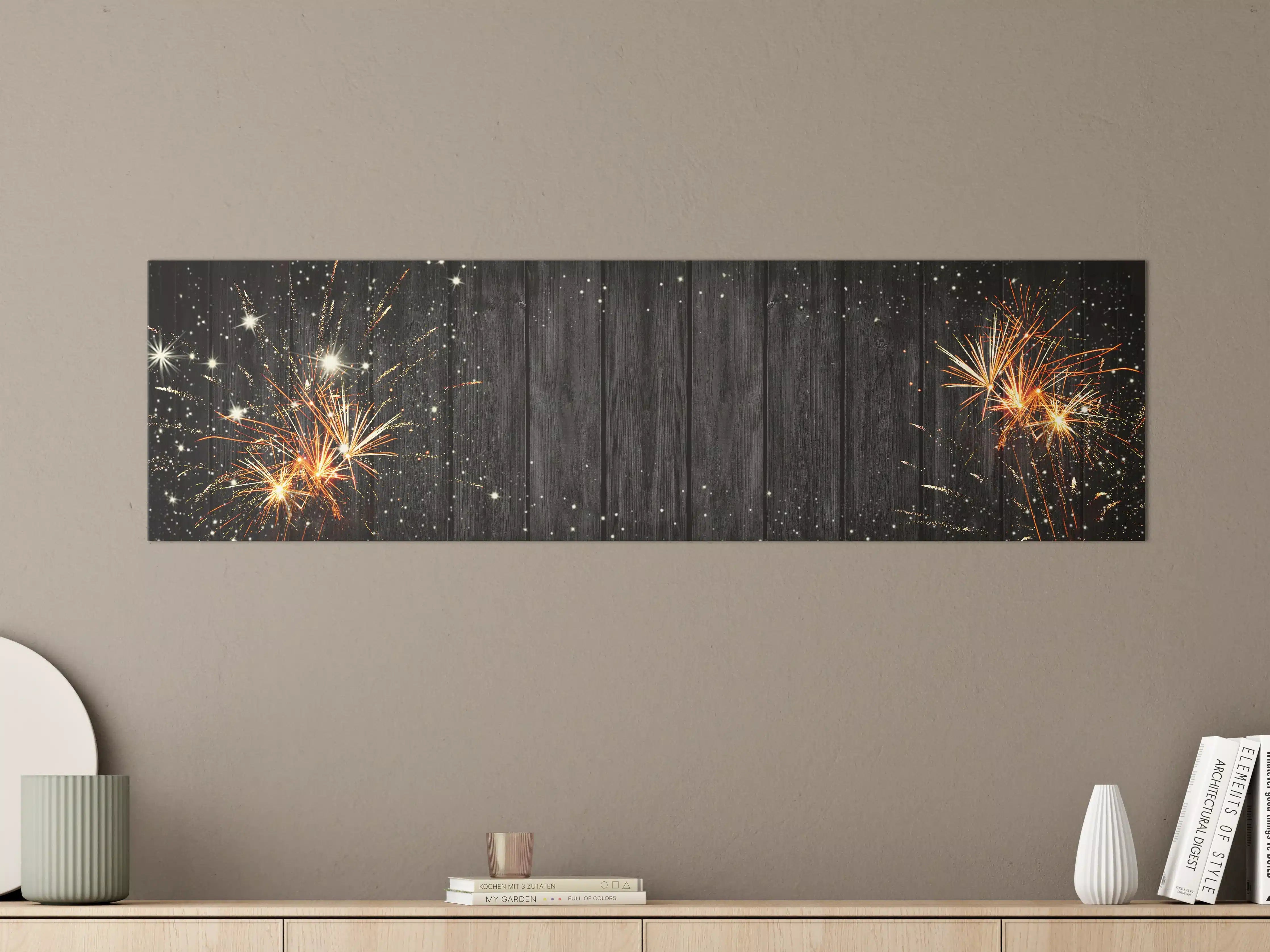 Große Wandbilder - Feuerwerk Rustikaler Dunkler Hintergrund