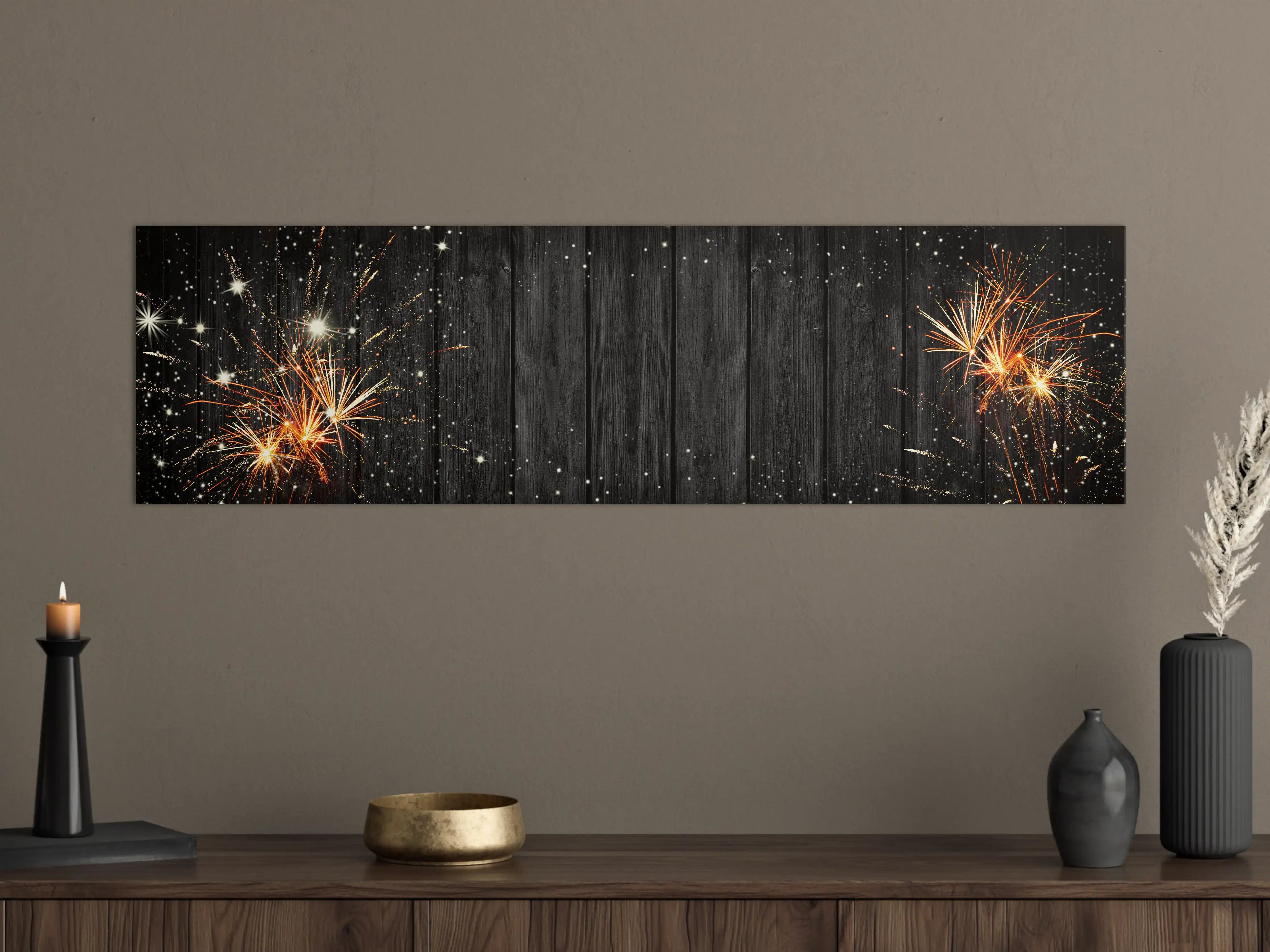 Große Wandbilder - Feuerwerk Rustikaler Dunkler Hintergrund