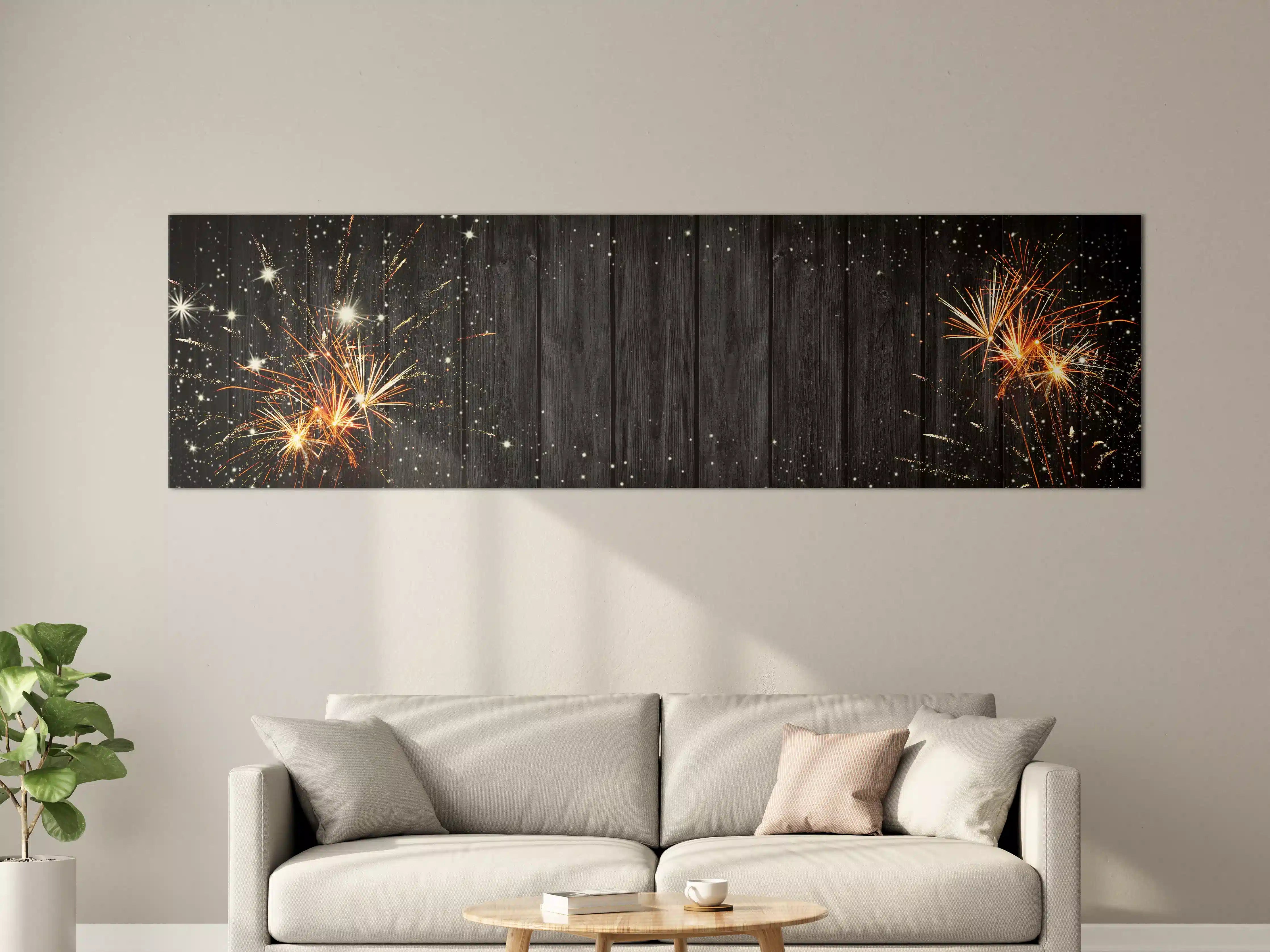 Große Wandbilder - Feuerwerk Rustikaler Dunkler Hintergrund