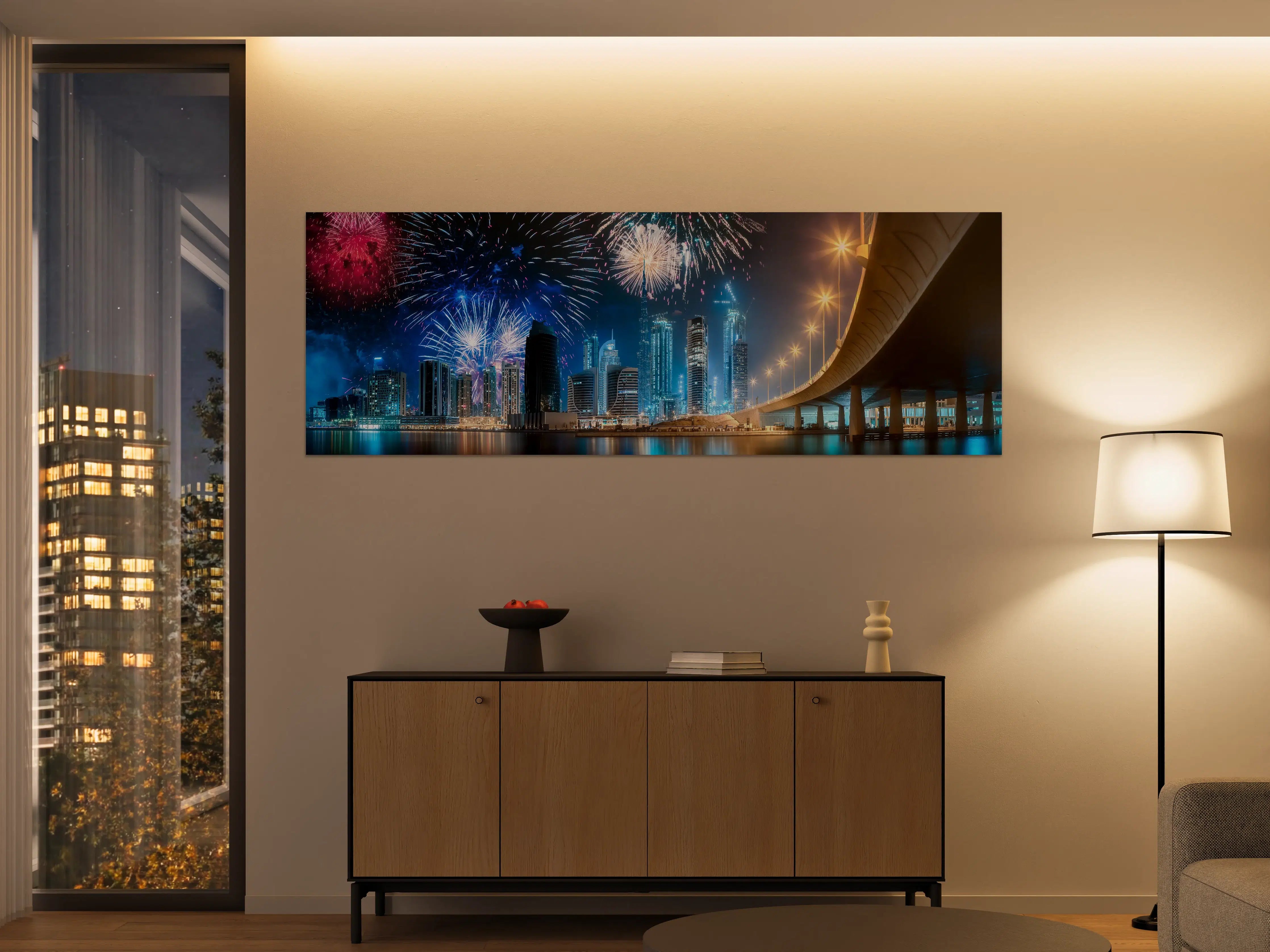 Große Wandbilder - Feuerwerk über Dubai Business Bay