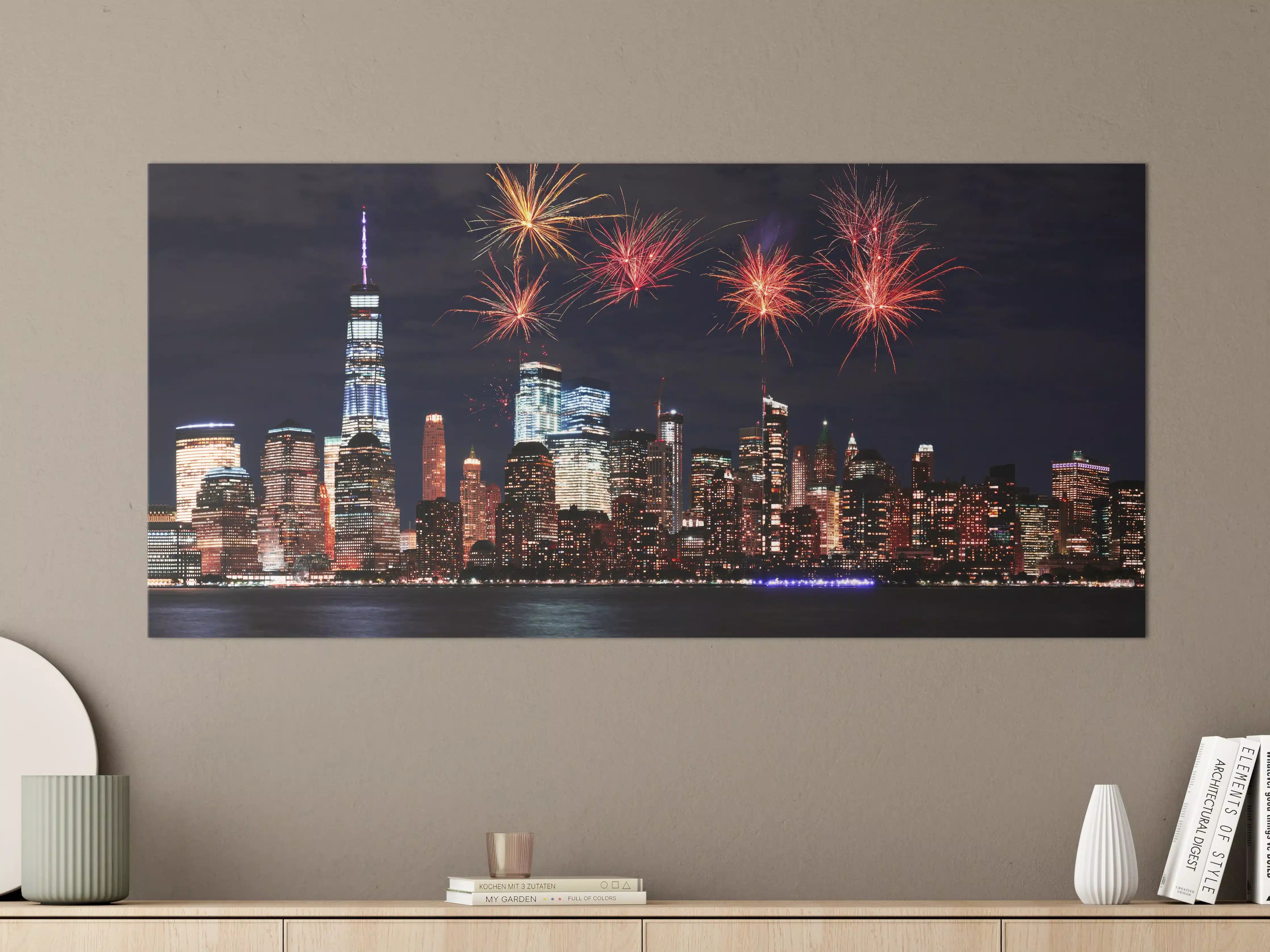 Große Wandbilder - Feuerwerk über Manhattan Nacht