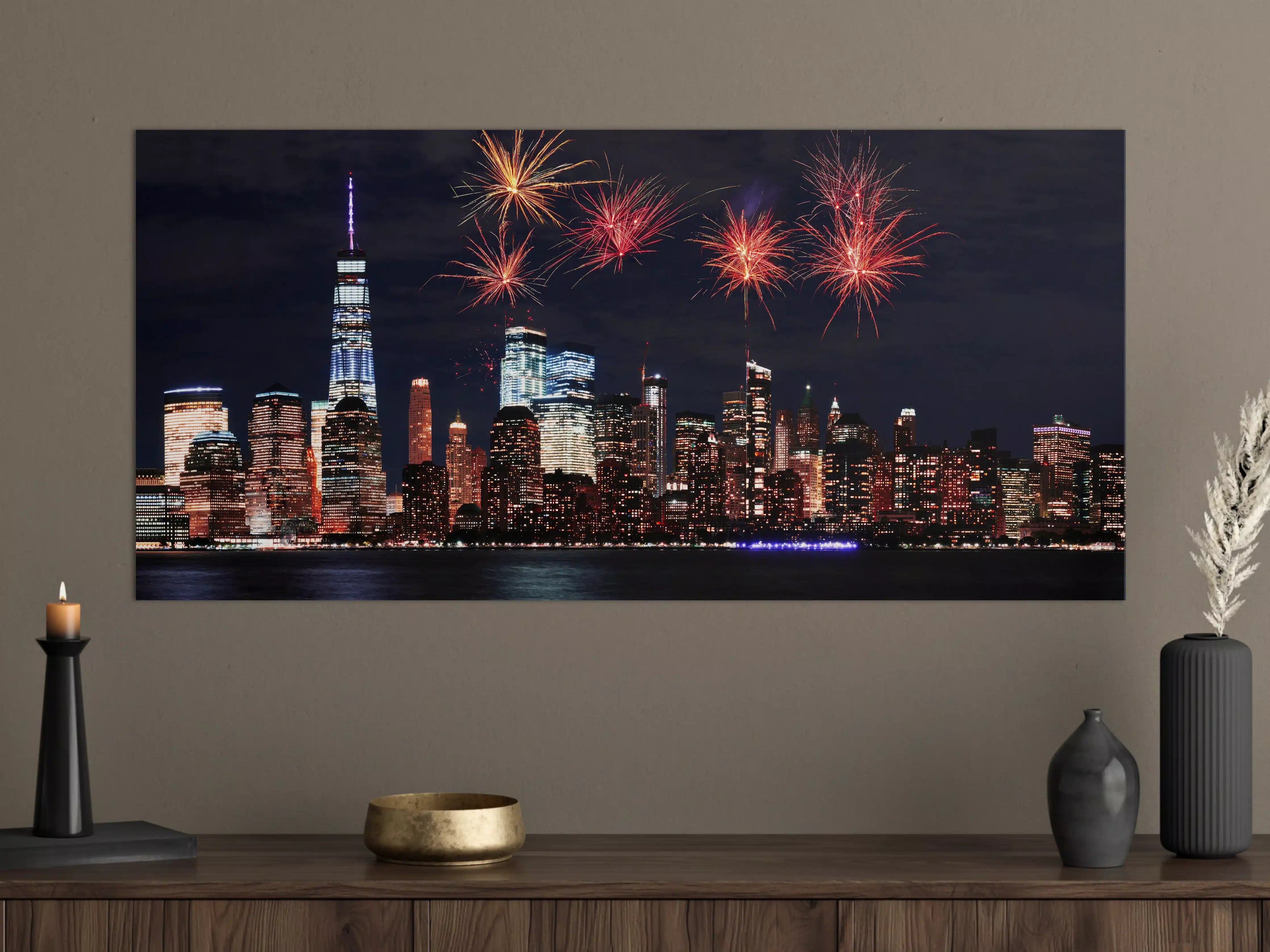 Große Wandbilder - Feuerwerk über Manhattan Nacht