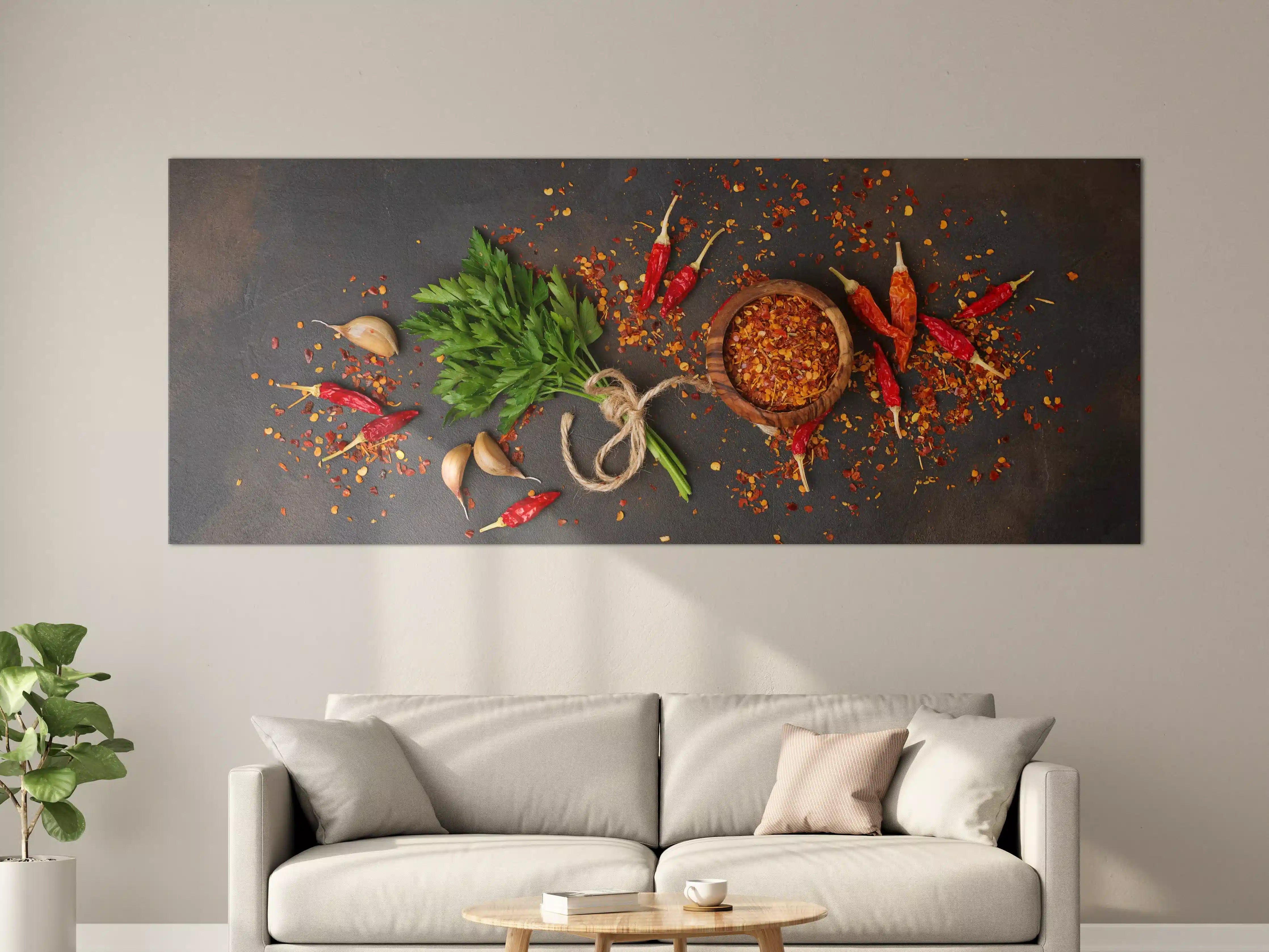 Große Wandbilder - Feurige Chili und frischer Knoblauch