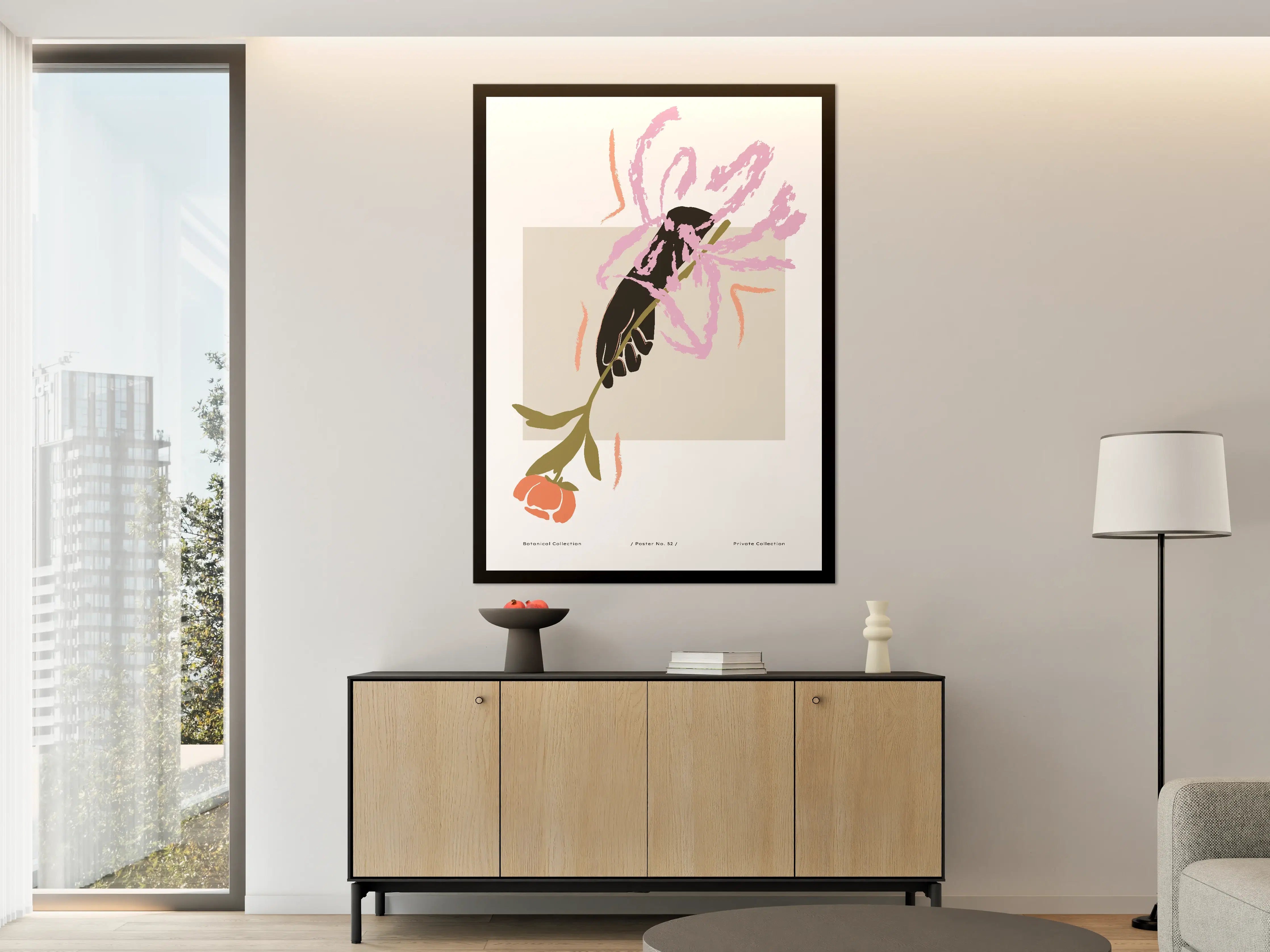 Große Wandbilder - Fisch mit Blumenakzent in stilvollem Design