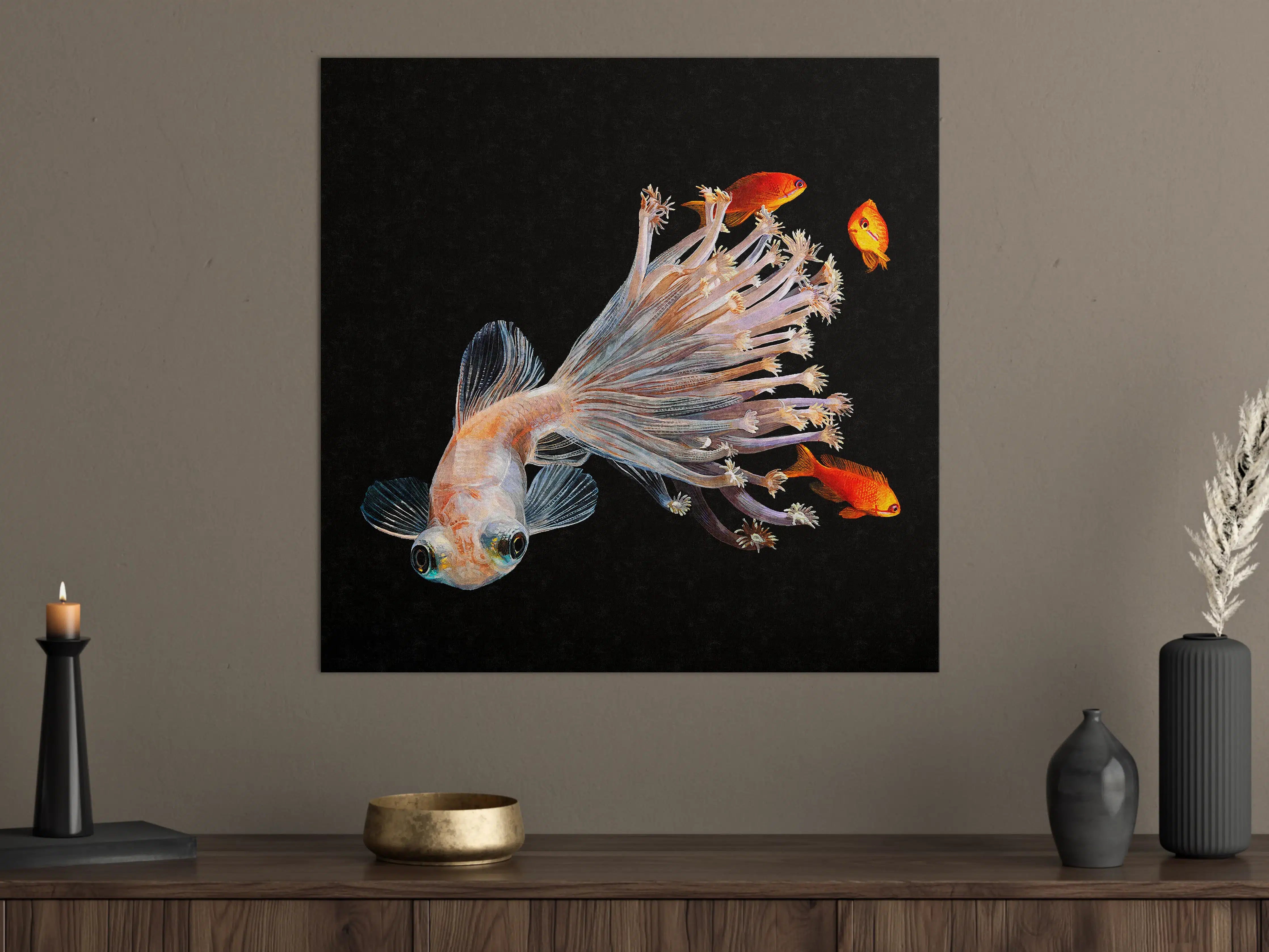 Große Wandbilder - Fisch verschmolzen mit Korallen