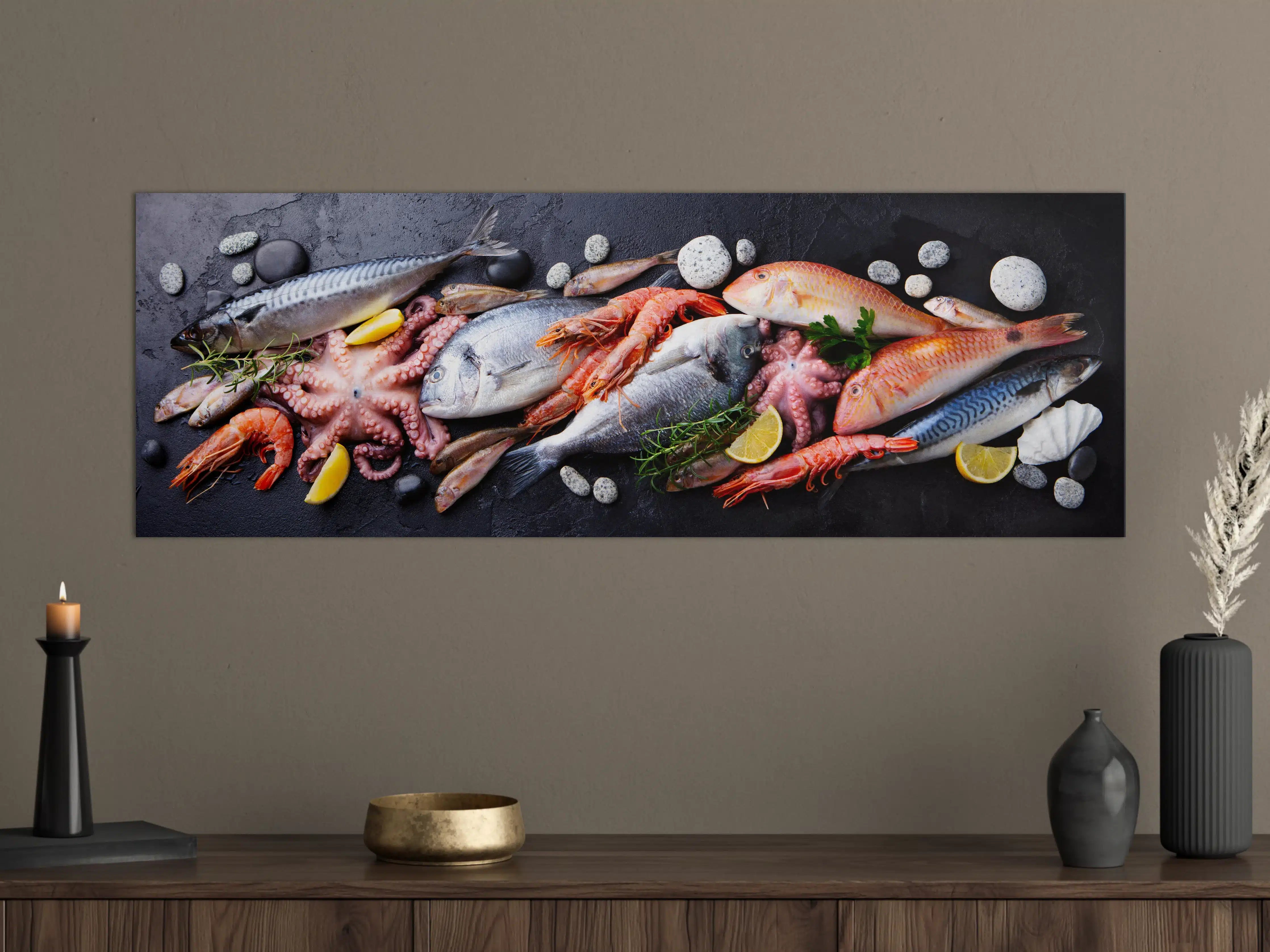 Große Wandbilder - Fische & Meeresfrüchte auf Schieferstein