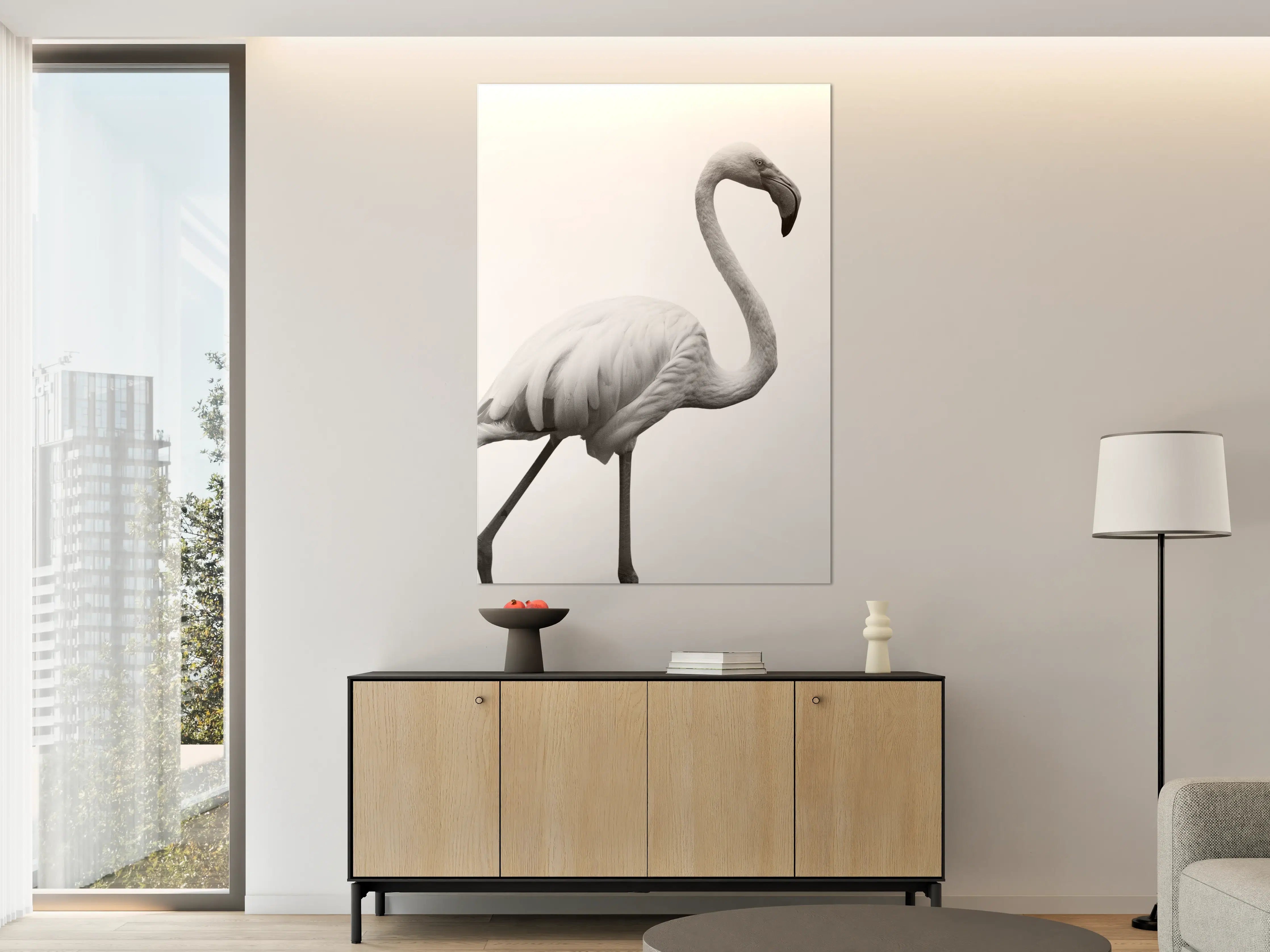 Große Wandbilder - Flamingo - schwarz-weiß