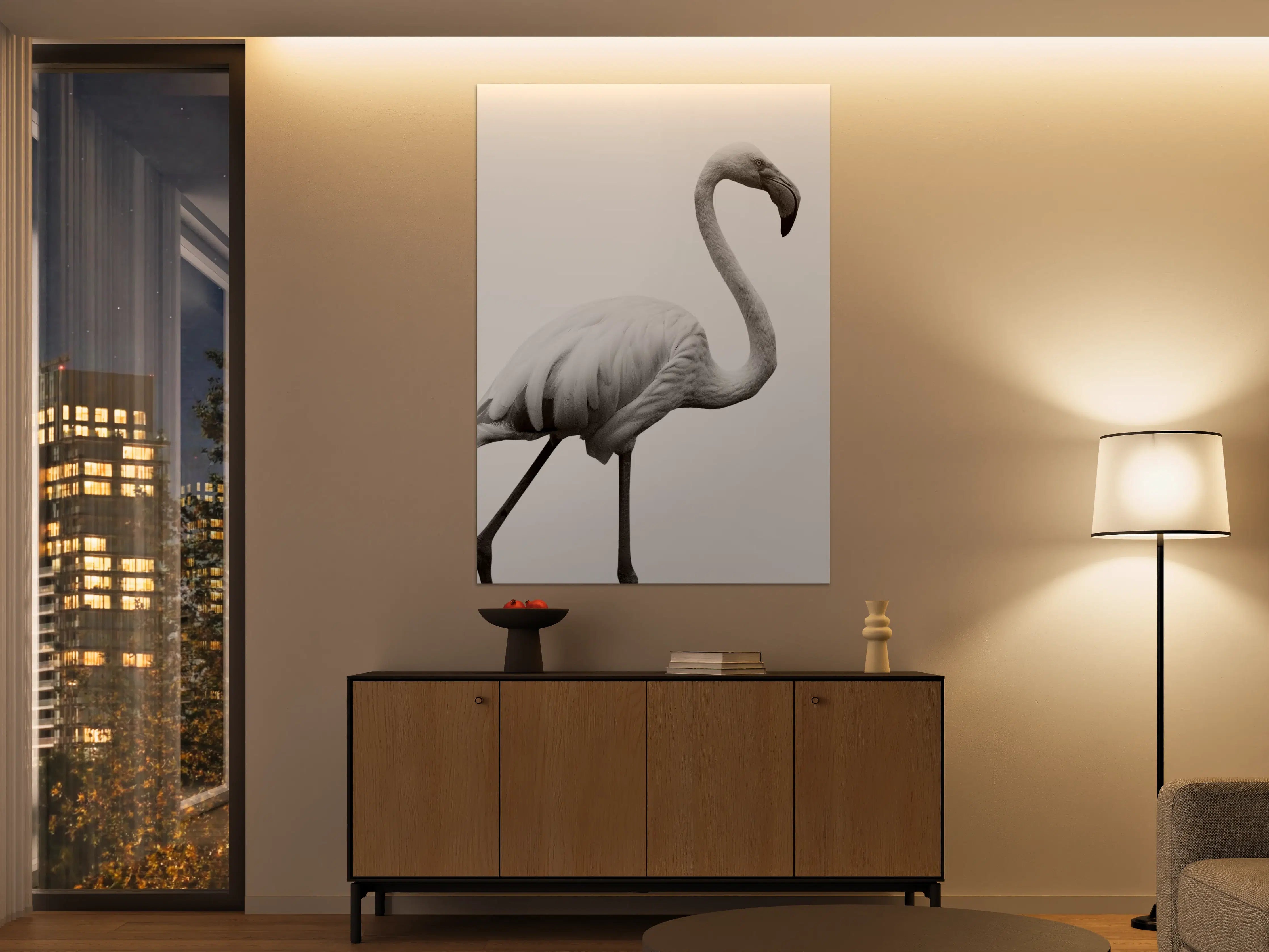 Große Wandbilder - Flamingo - schwarz-weiß