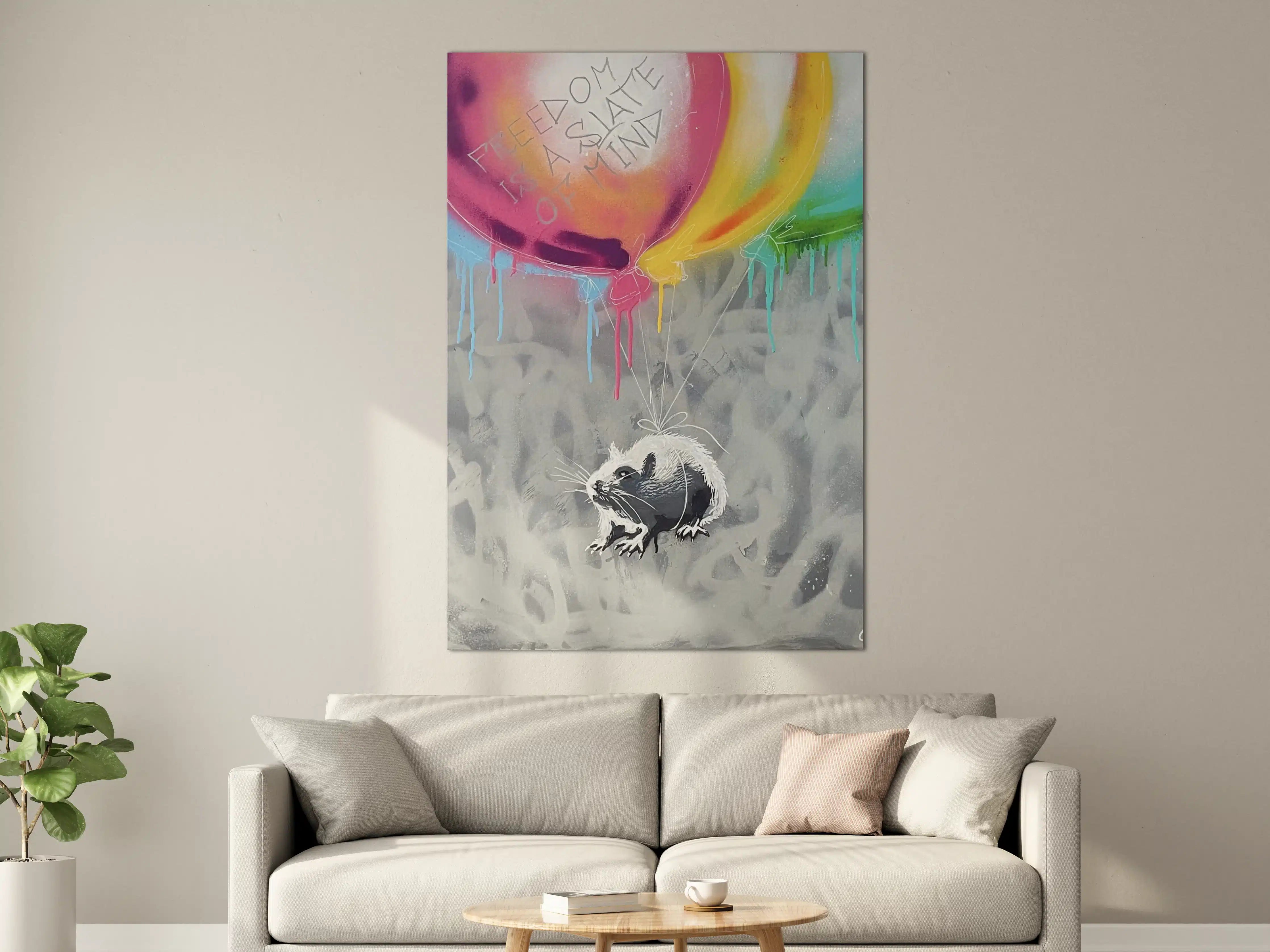 Große Wandbilder - Flohmarktballons mit Grauflächenschlange
