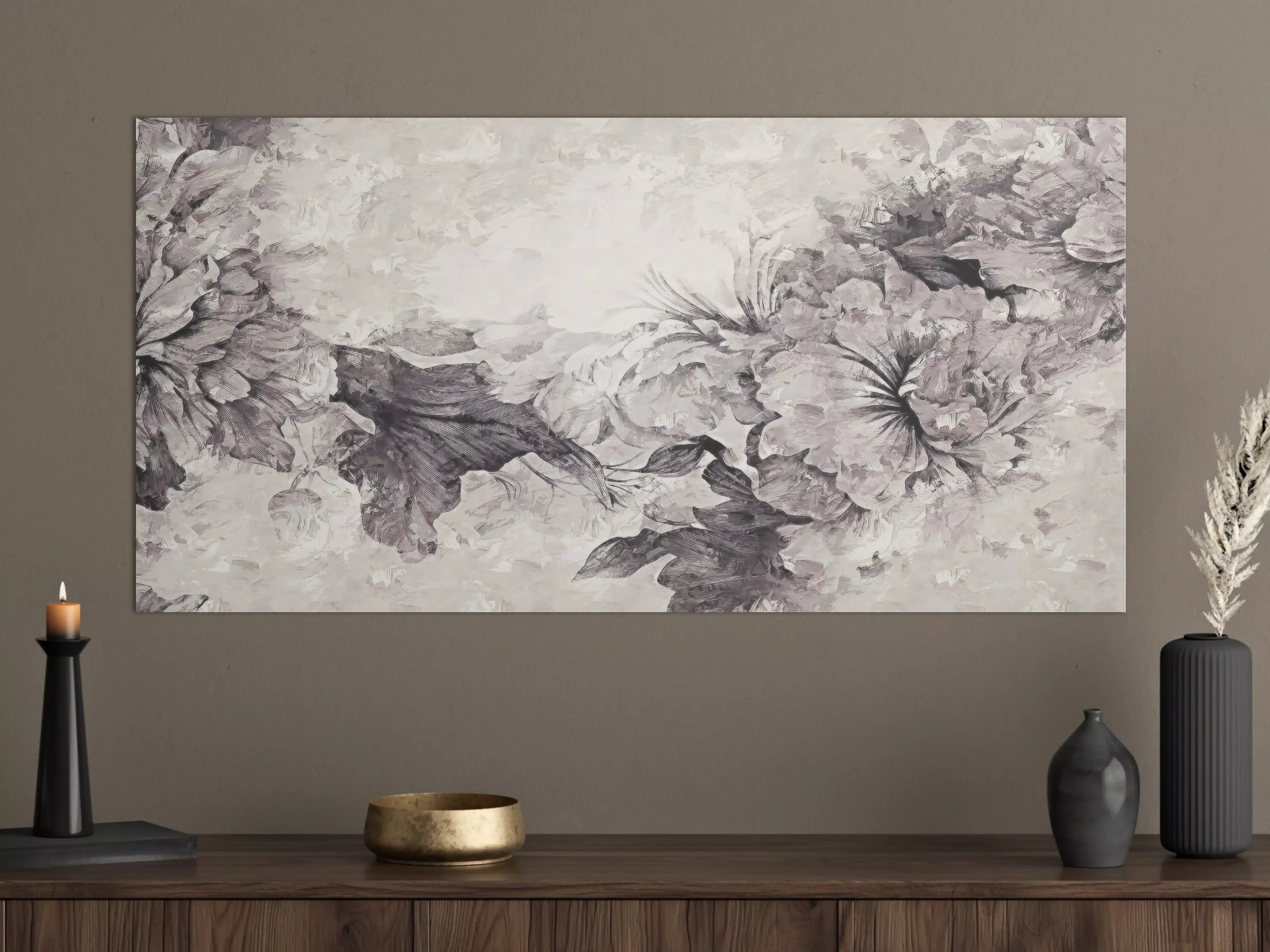 Große Wandbilder - Floral Grau Abstrakte Textur