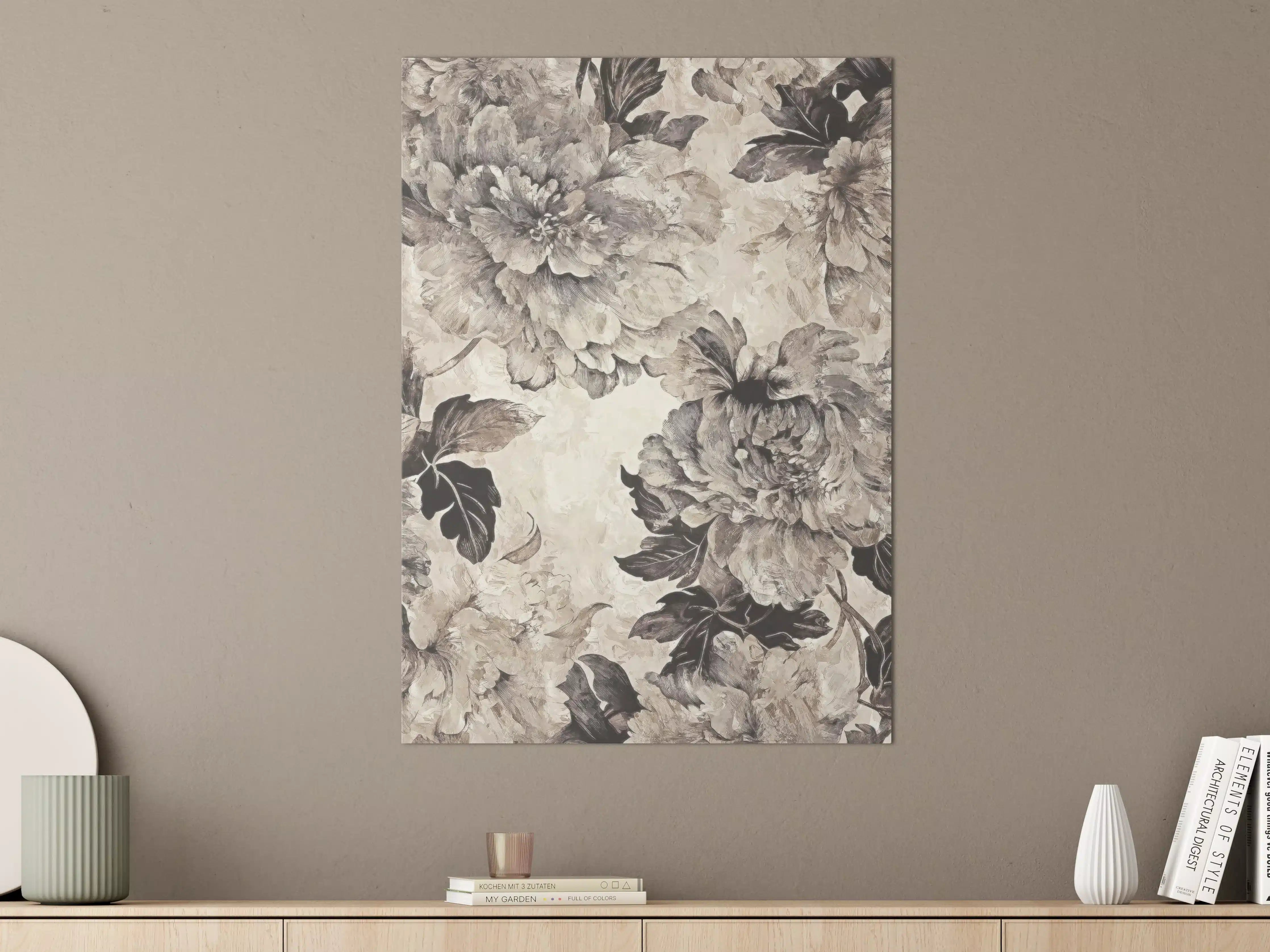 Große Wandbilder - Floral Grau-Beige Kunstposter