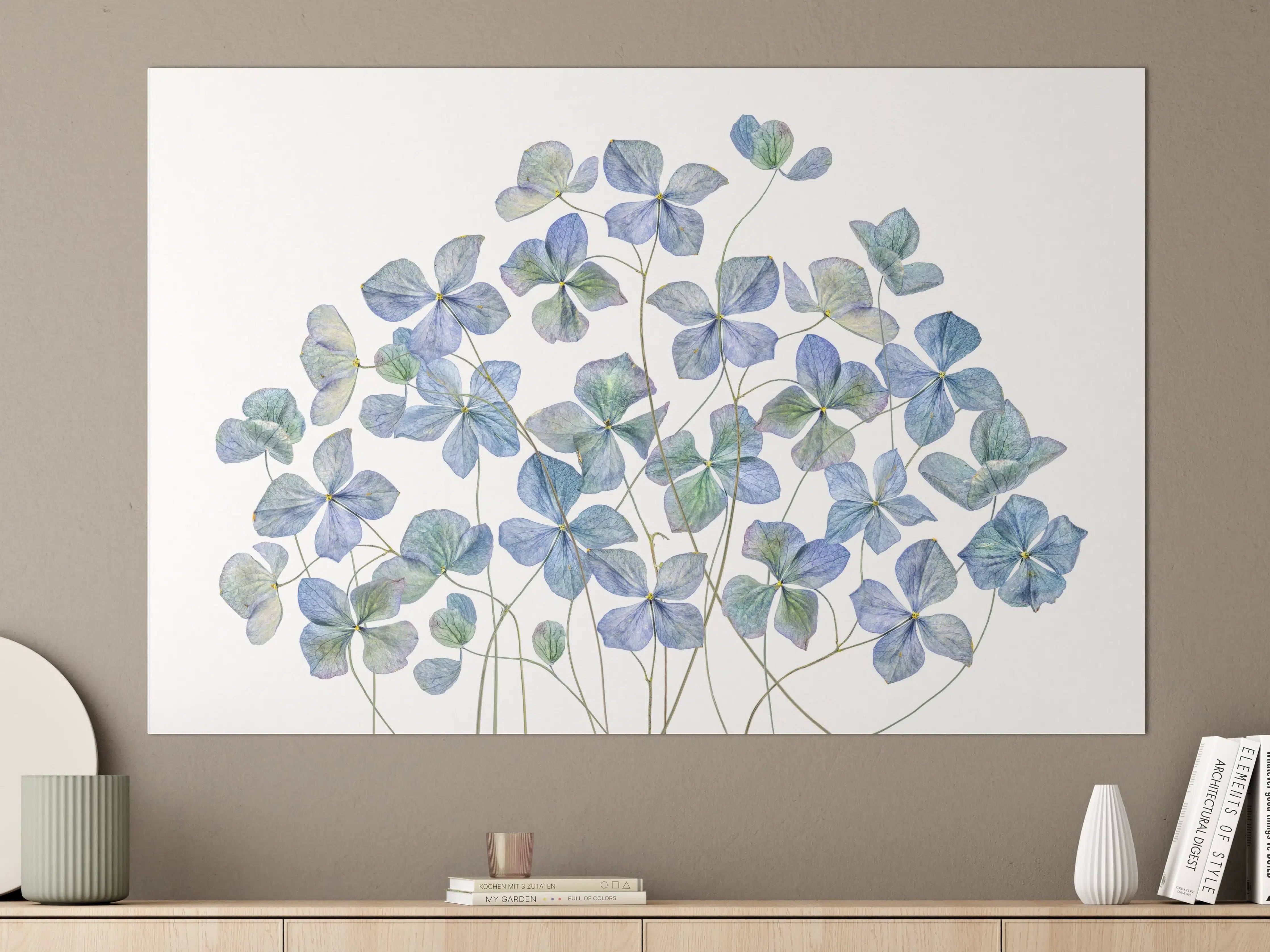 Große Wandbilder - Florale Darstellung - Blaue Blumen