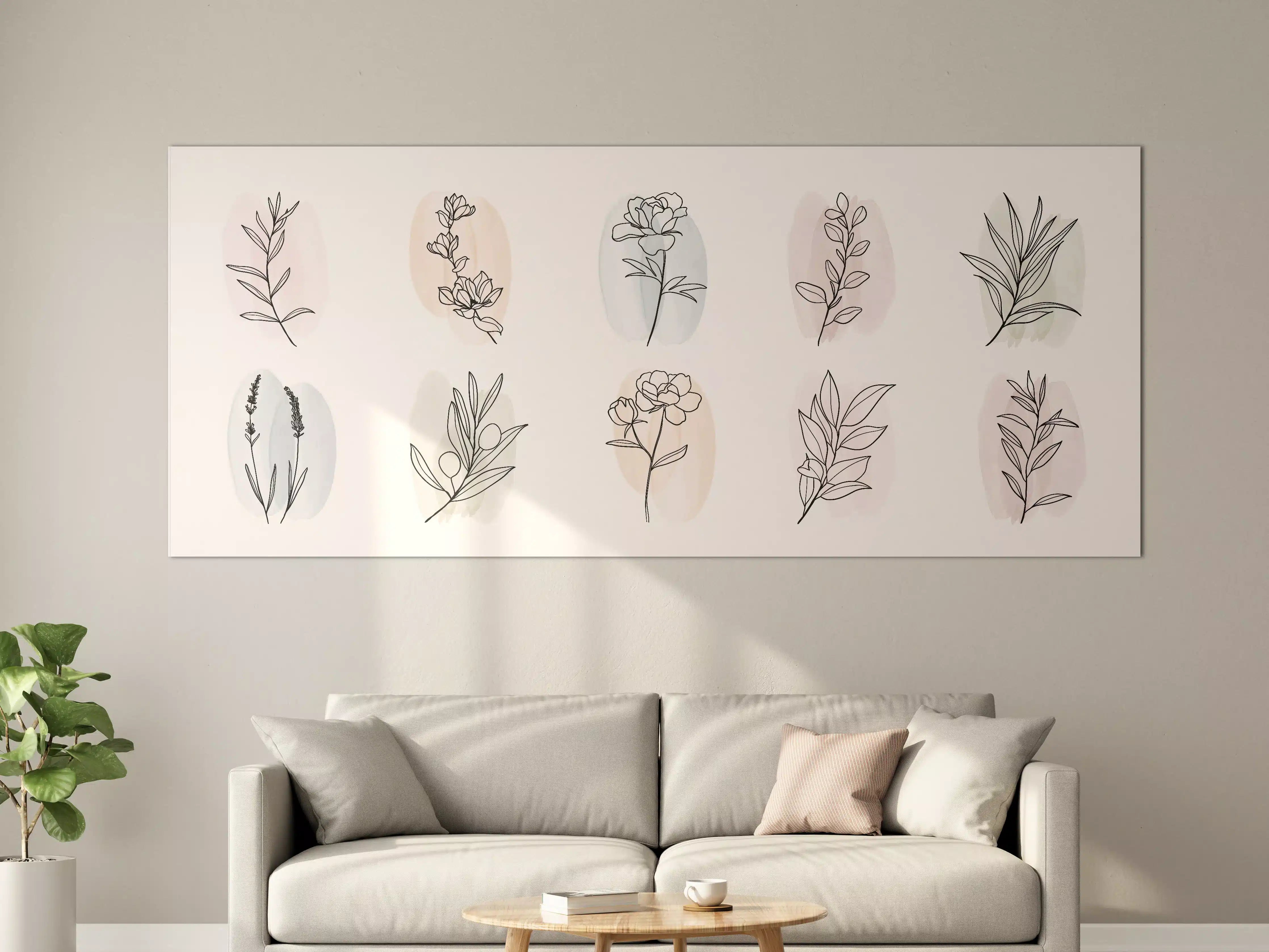 Große Wandbilder - Florale Lineart Zeichnung Kollektion