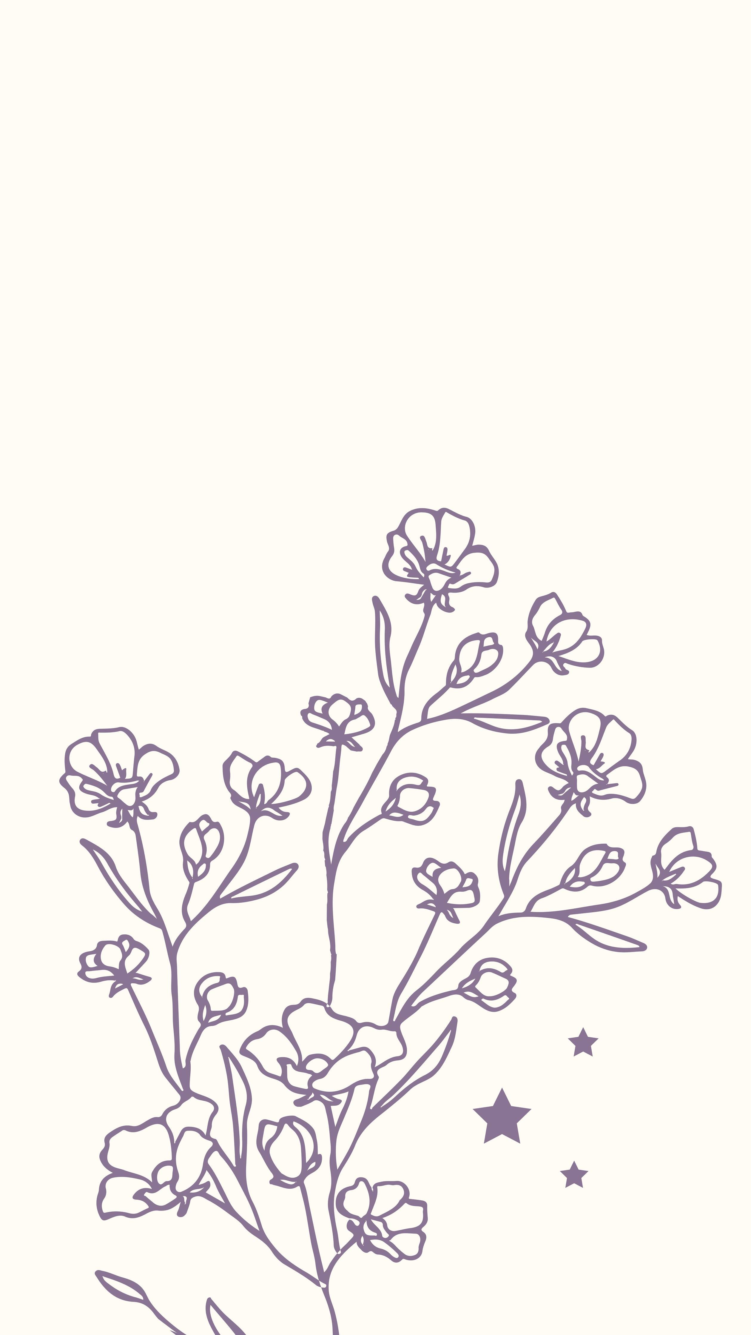 Große Wandbilder-Florale Linienzeichnung mit Sternakzenten