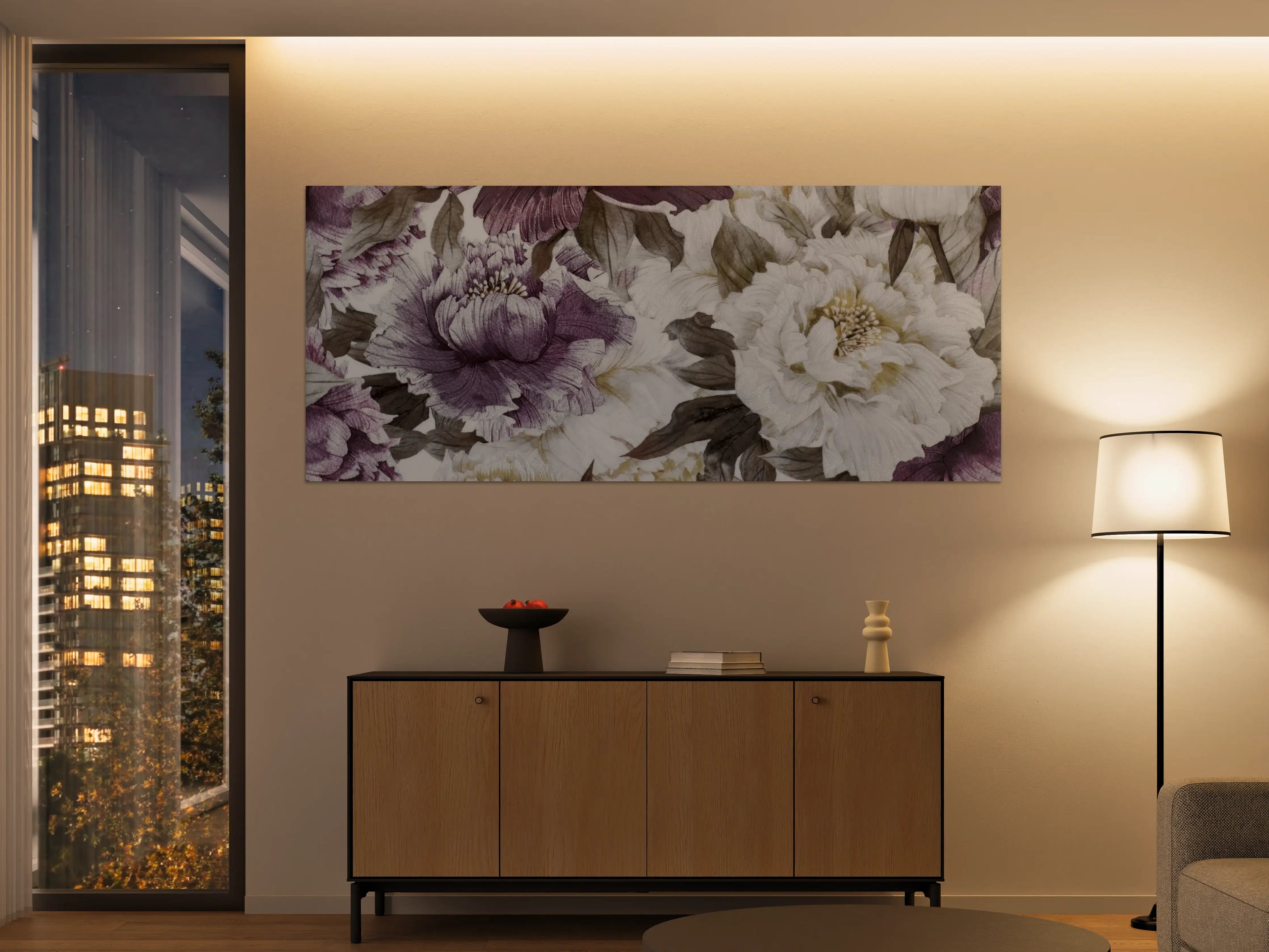 Große Wandbilder - Florale Muster in Beerenton und Creme