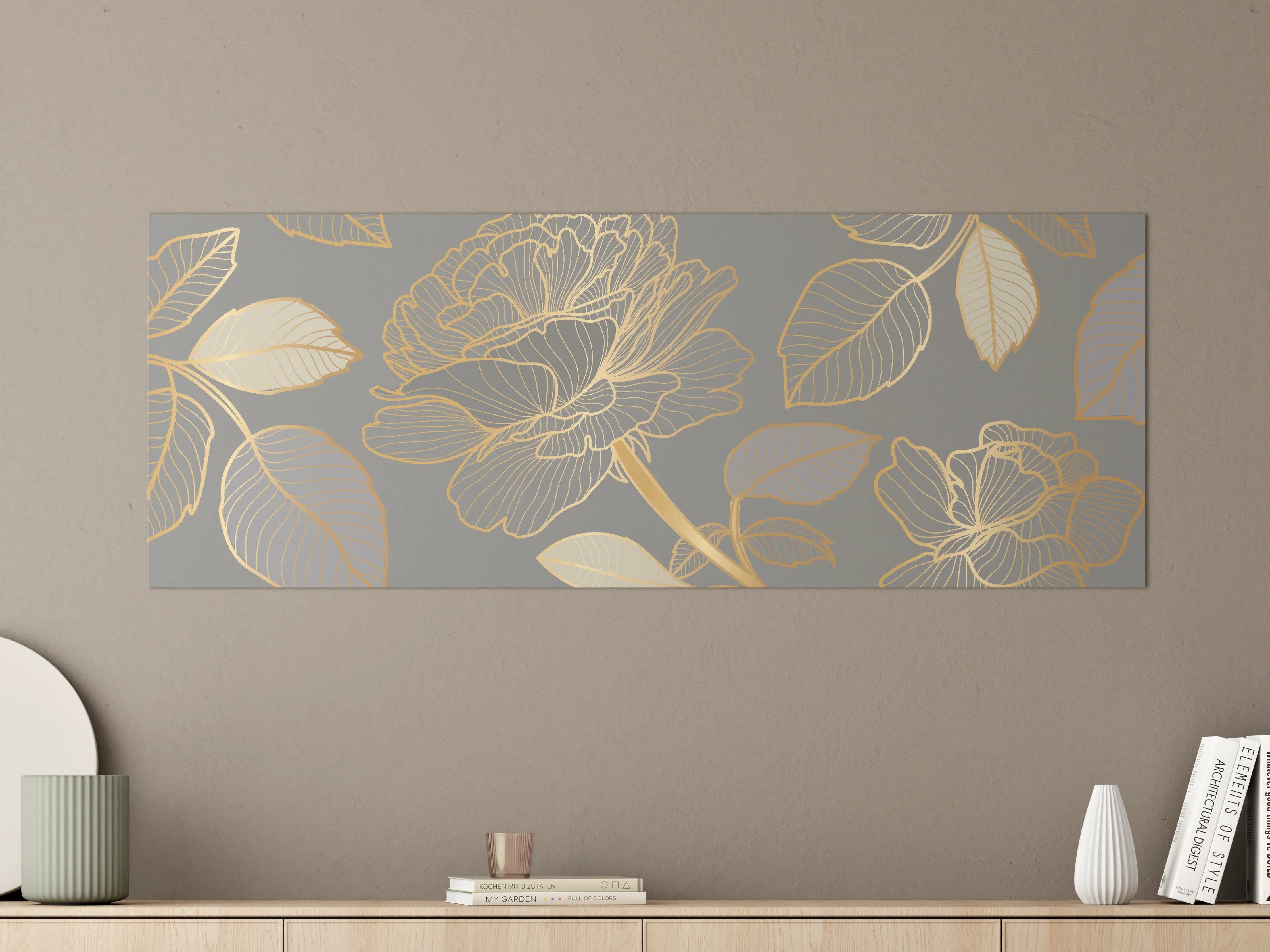 Große Wandbilder - Florales Gold-Muster Design
