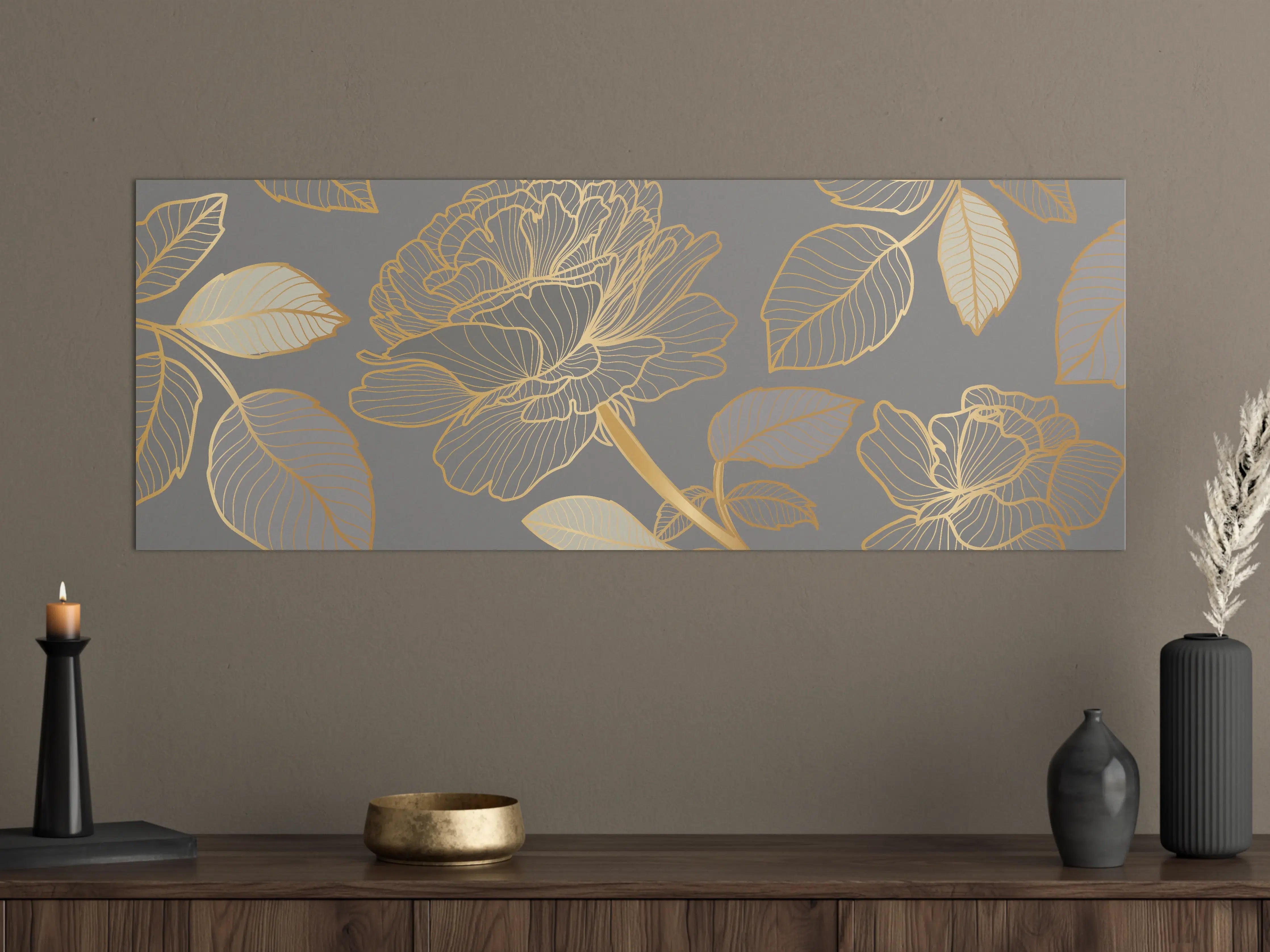 Große Wandbilder - Florales Gold-Muster Design