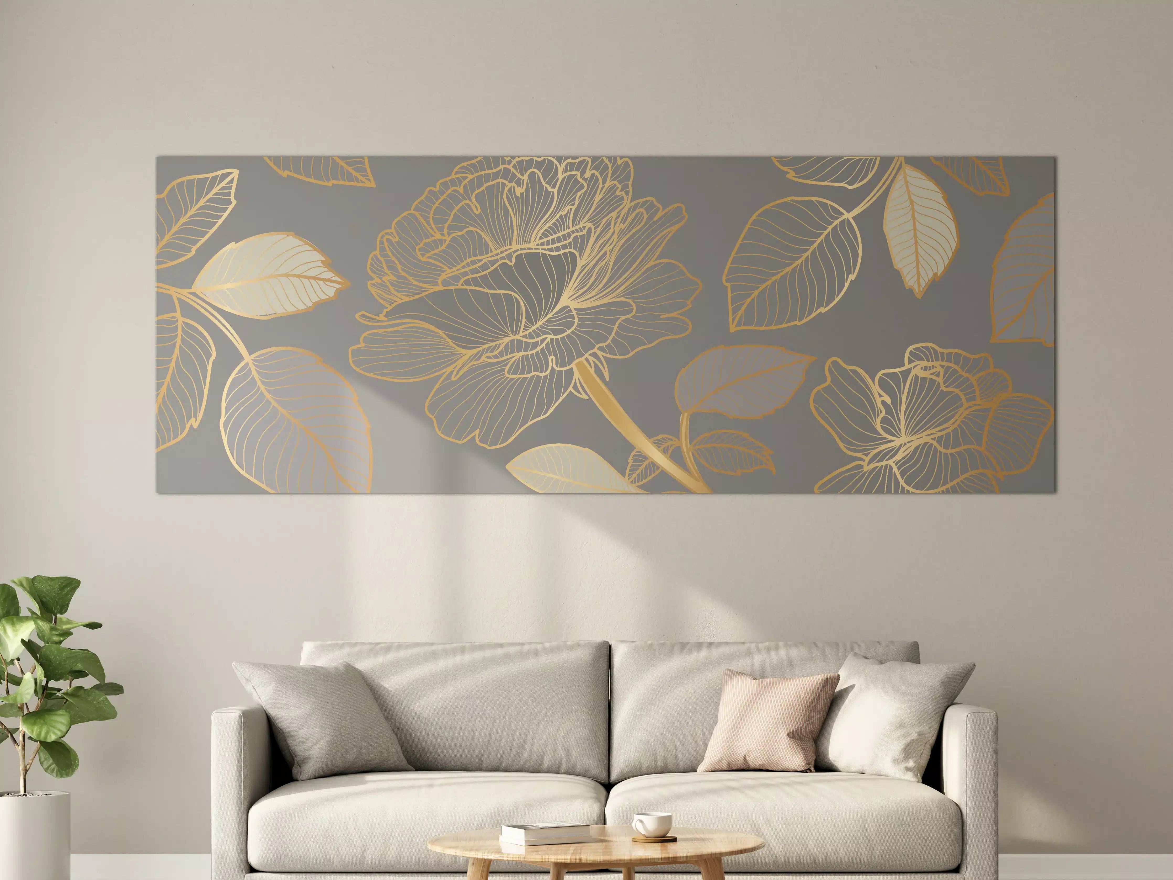 Große Wandbilder - Florales Gold-Muster Design