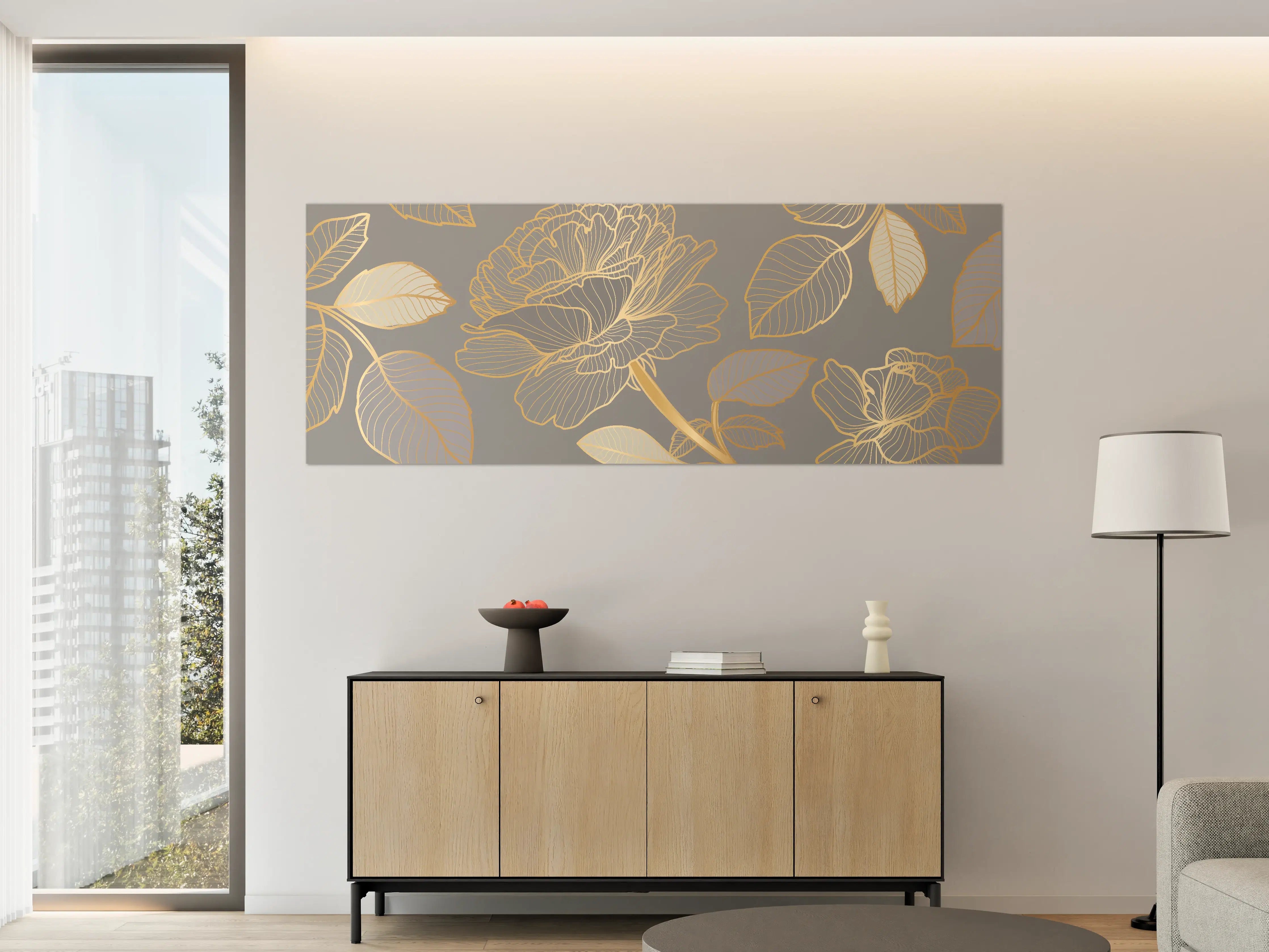 Große Wandbilder - Florales Gold-Muster Design