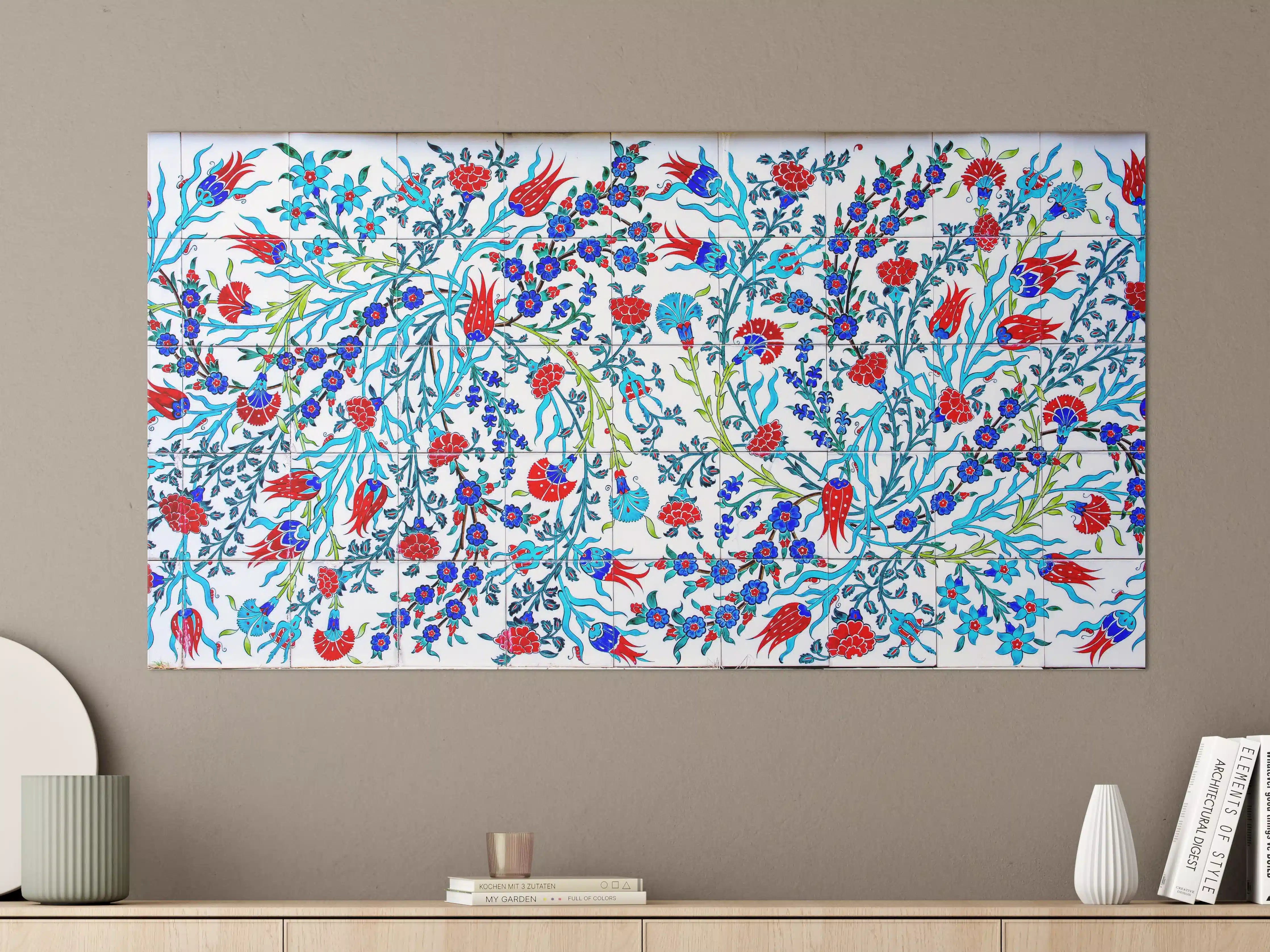 Große Wandbilder - Florales Muster Türkische Wandfliese