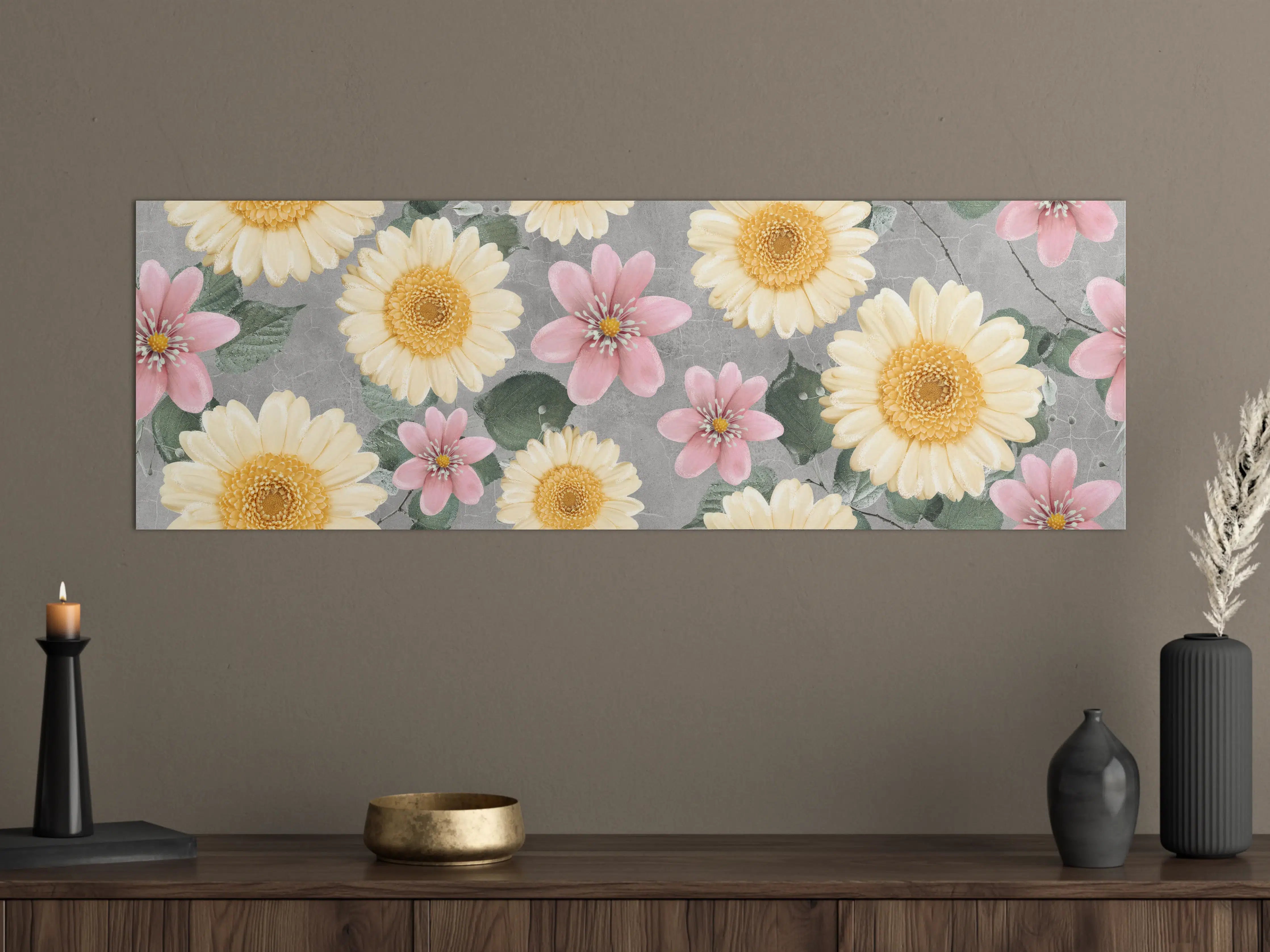 Große Wandbilder - Florales Wandmuster - Zeichnung